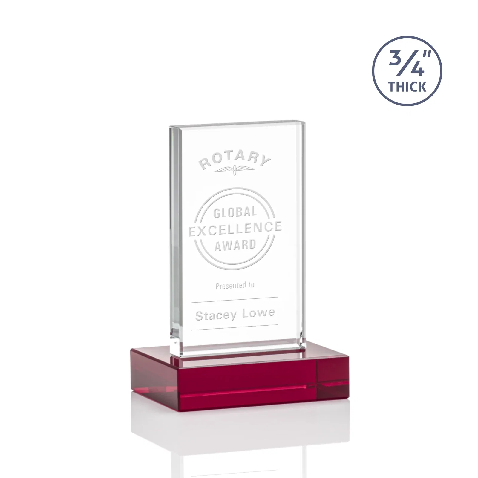 Promotional Starfire Crystal Upright Award on 1 Inch Thick Crystal Base, awards for graduation ceremonies