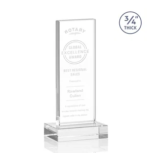 Starfire Crystal Upright Award on 1 Inch Thick Crystal Base
