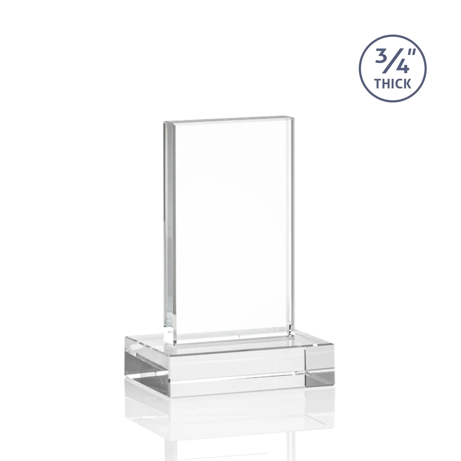 Personalized Starfire Crystal Upright Award on 1 Inch Thick Crystal Base, awards, with your logo for employee recognition