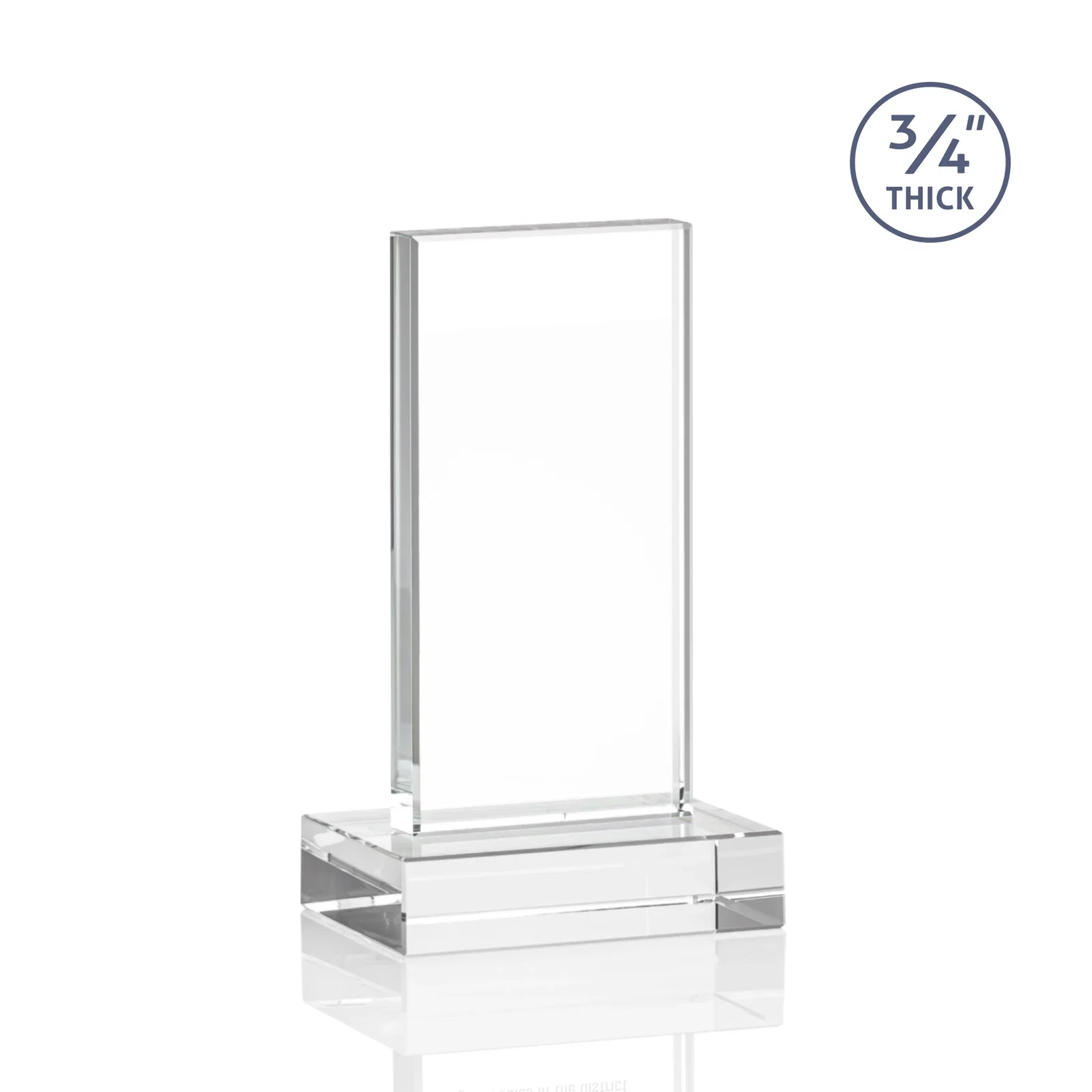 Personalized Starfire Crystal Upright Award on 1 Inch Thick Crystal Base, awards, with your logo for corporate award ceremonies