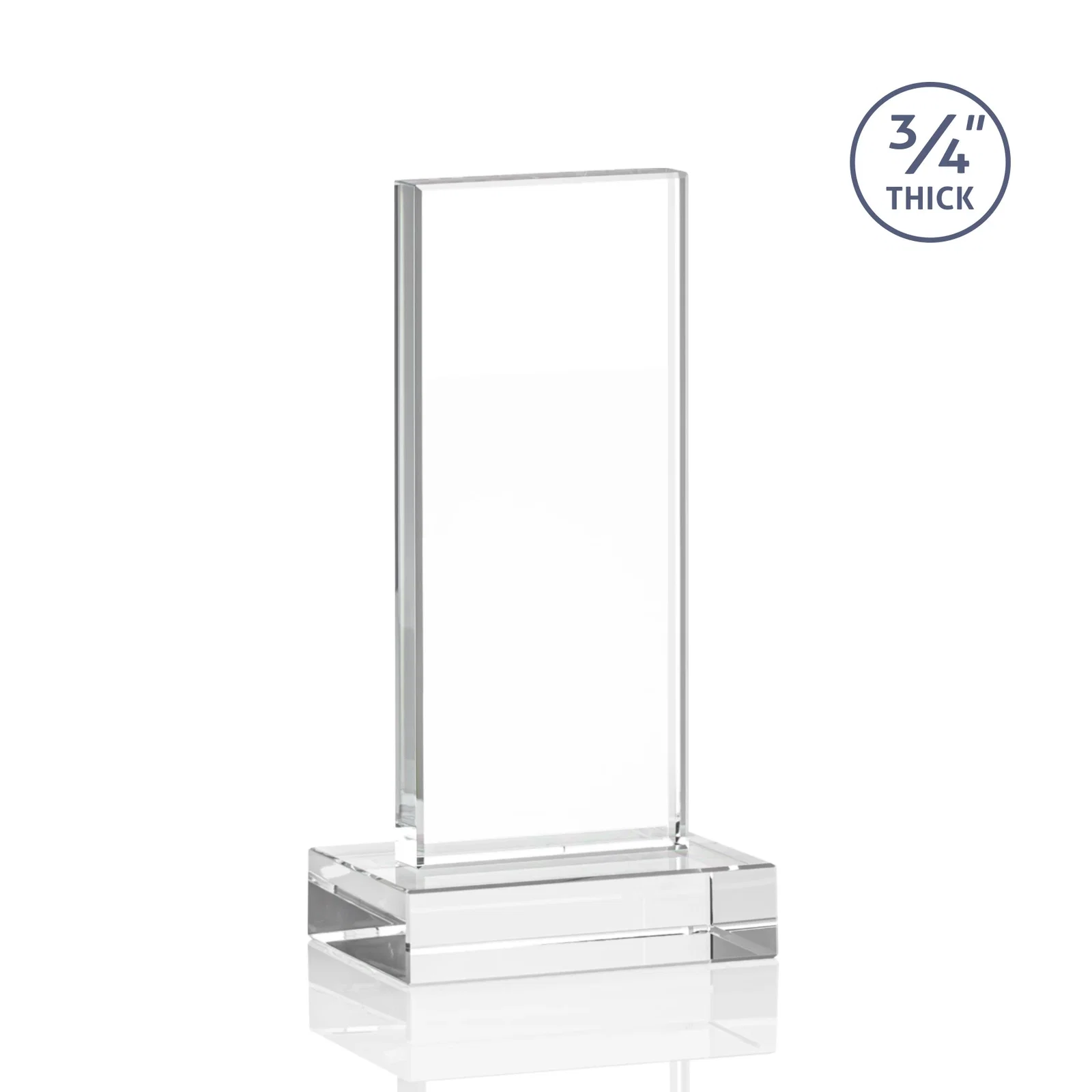 Personalized Starfire Crystal Upright Award on 1 Inch Thick Crystal Base, awards, with your logo for service anniversary gifts