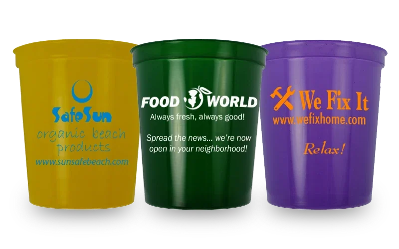 Home & Away Reusable Stadium Cups - 12, 16, 22 & 32 oz. Reusable plastic stadium cups for games and school fundraisers, view