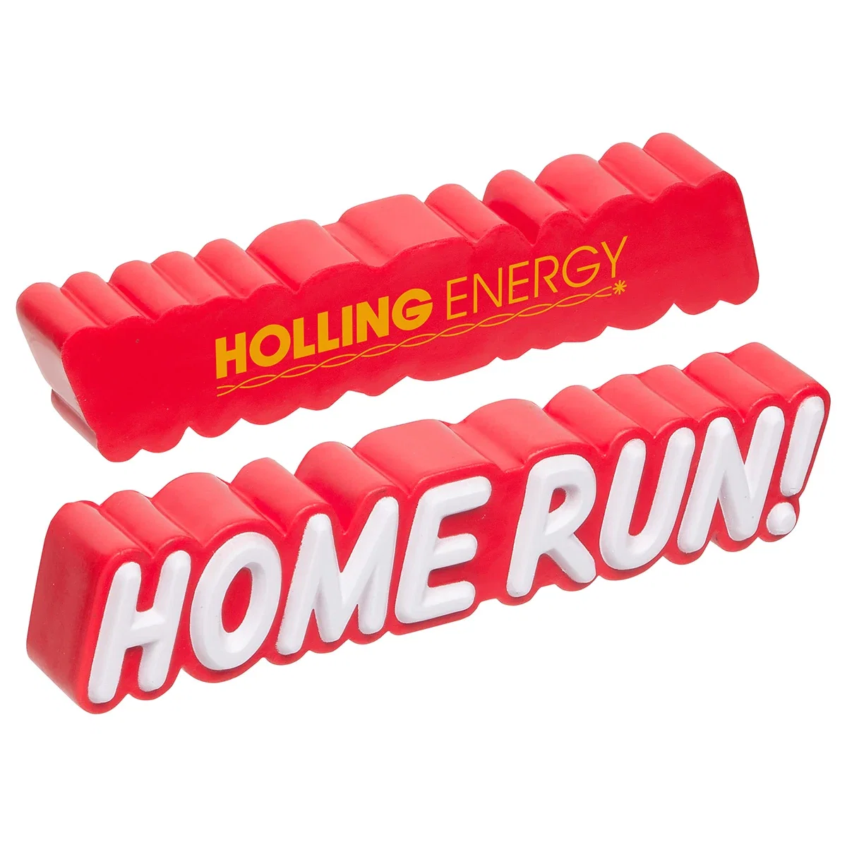 Stress reliever shaped like the words 'Home Run'