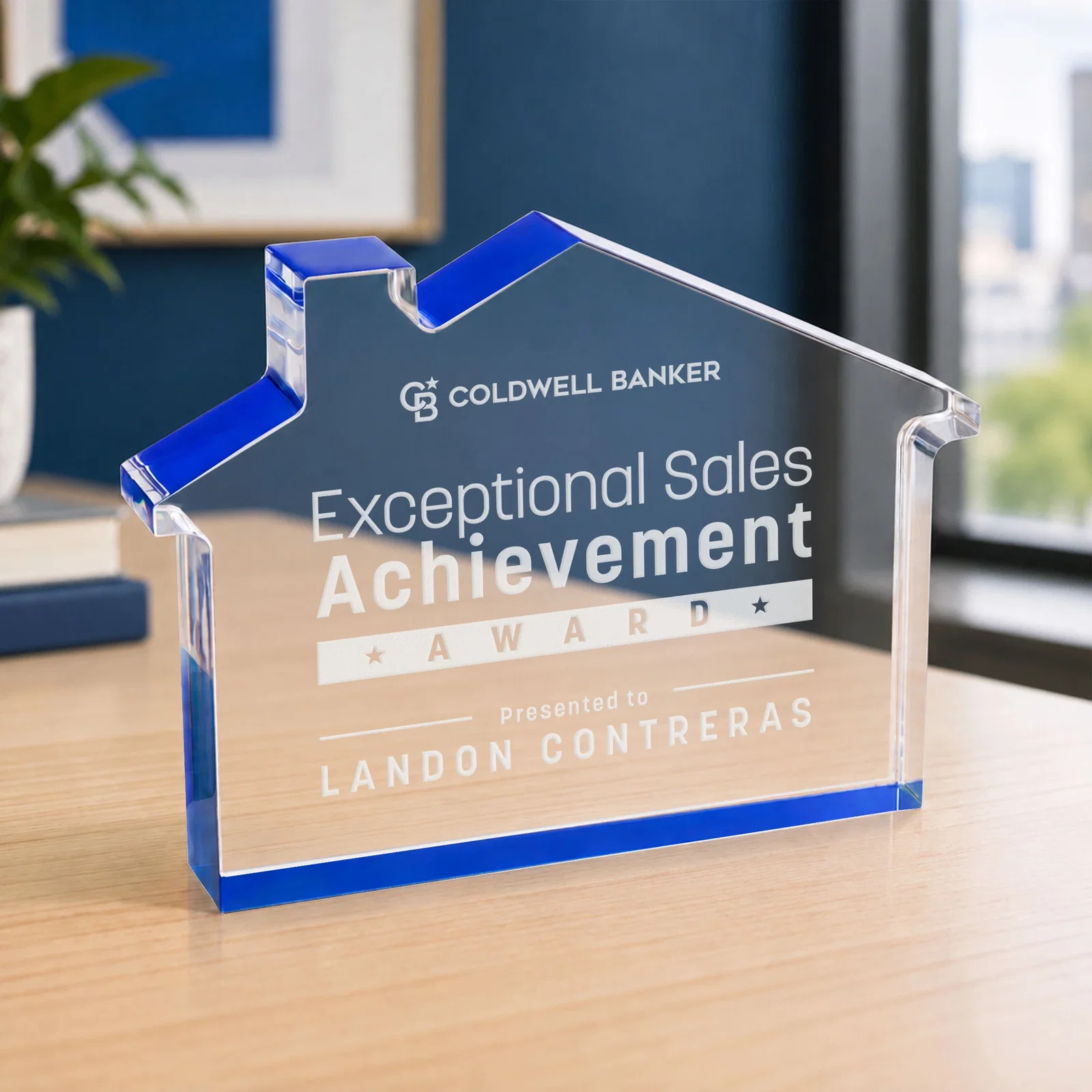 Custom Acrylic House-Shaped Award With Double-Sided VividPrint for company anniversary events