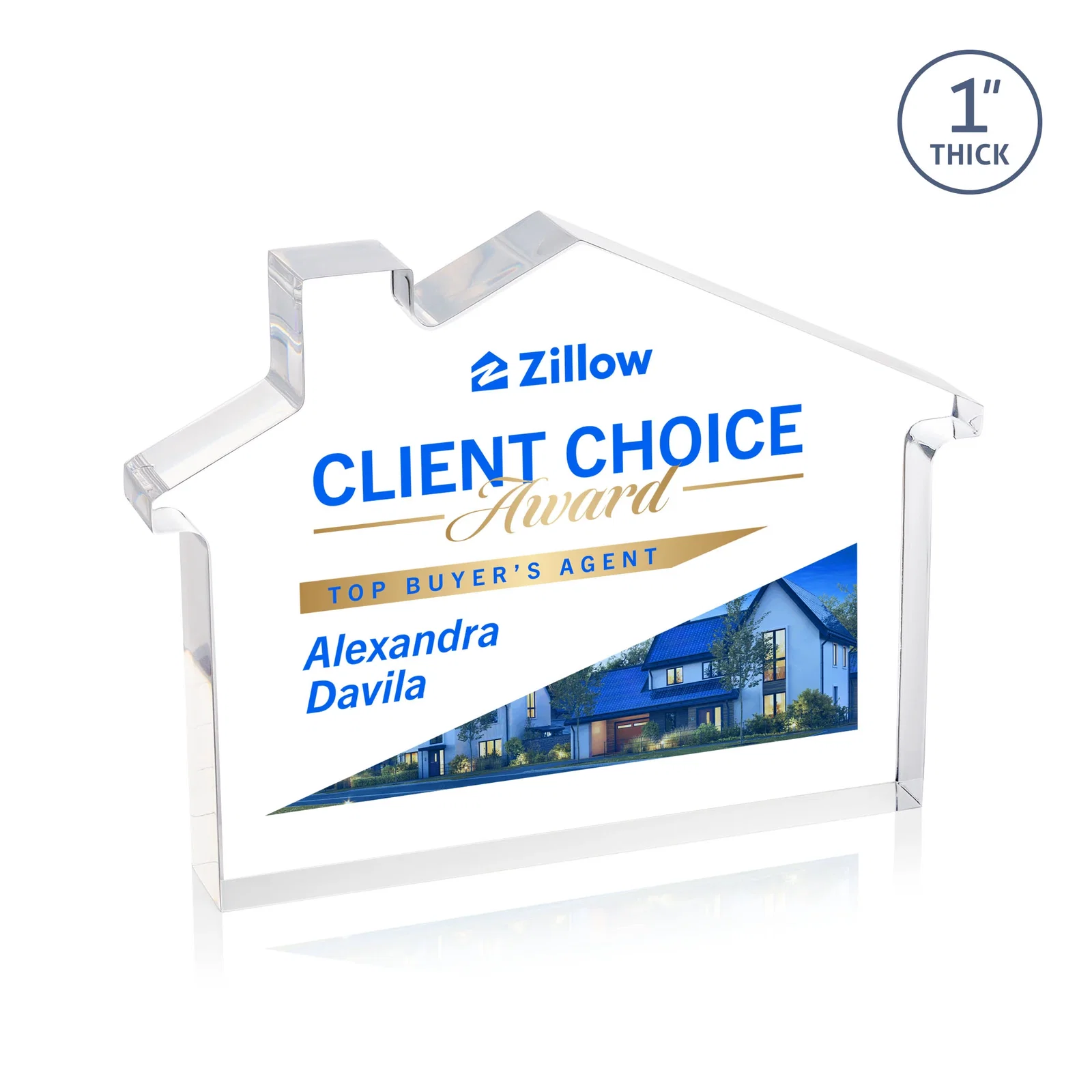 Personalized Acrylic House-Shaped Award With Double-Sided VividPrint for service anniversary gifts