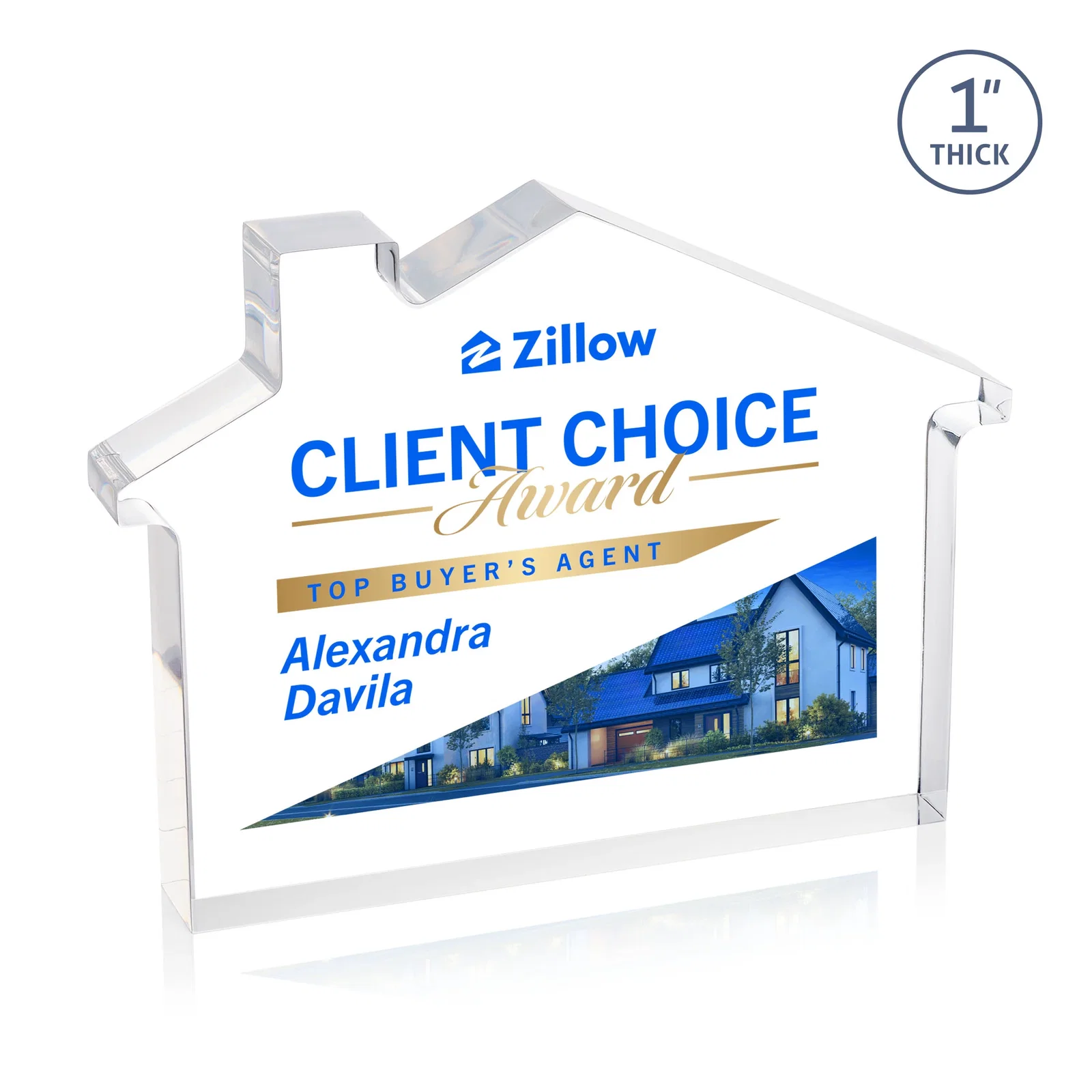 Personalized Acrylic House-Shaped Award With Double-Sided VividPrint for sales achievement awards