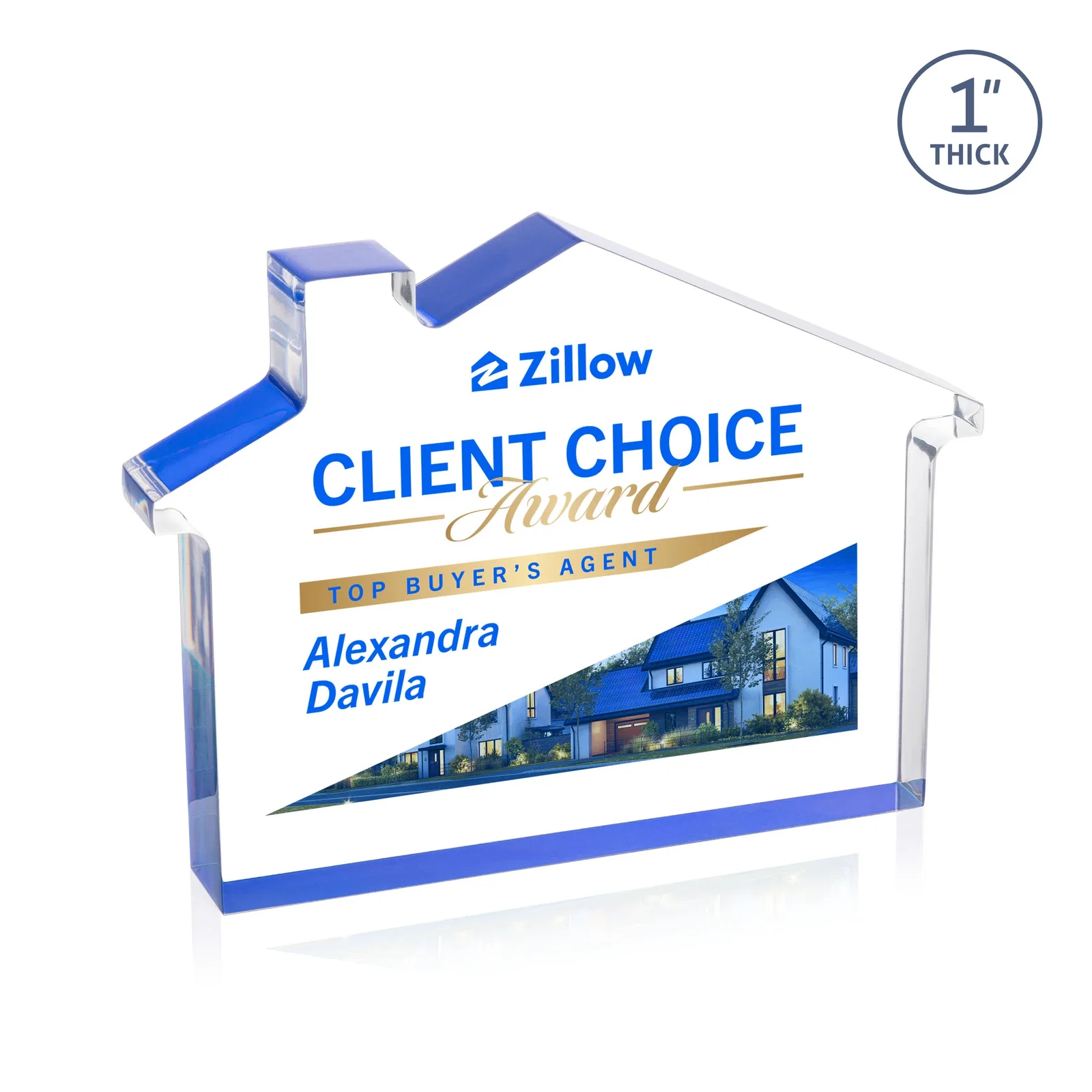 Personalized Acrylic House-Shaped Award With Double-Sided VividPrint for safety achievement programs