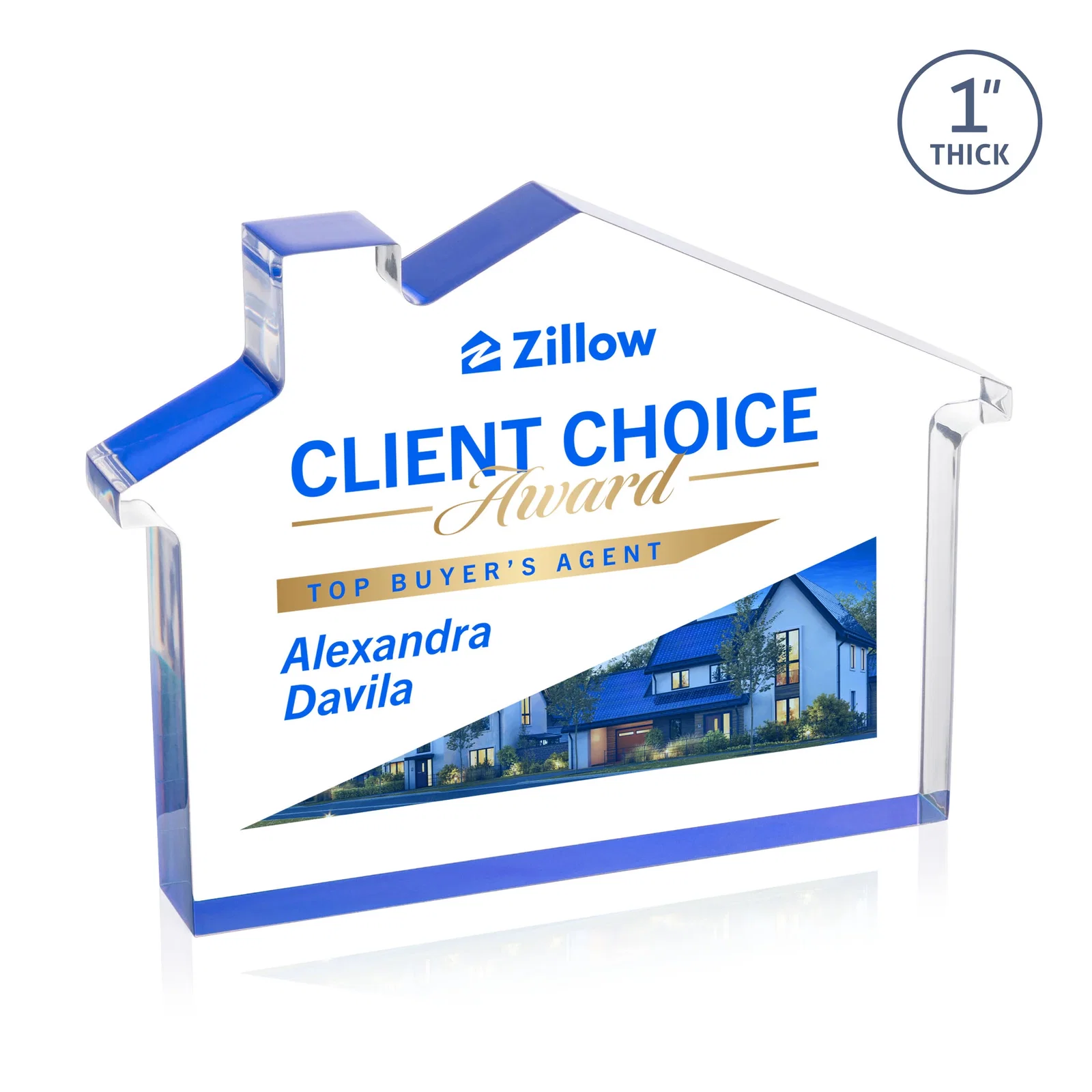 Personalized Acrylic House-Shaped Award With Double-Sided VividPrint for volunteer appreciation