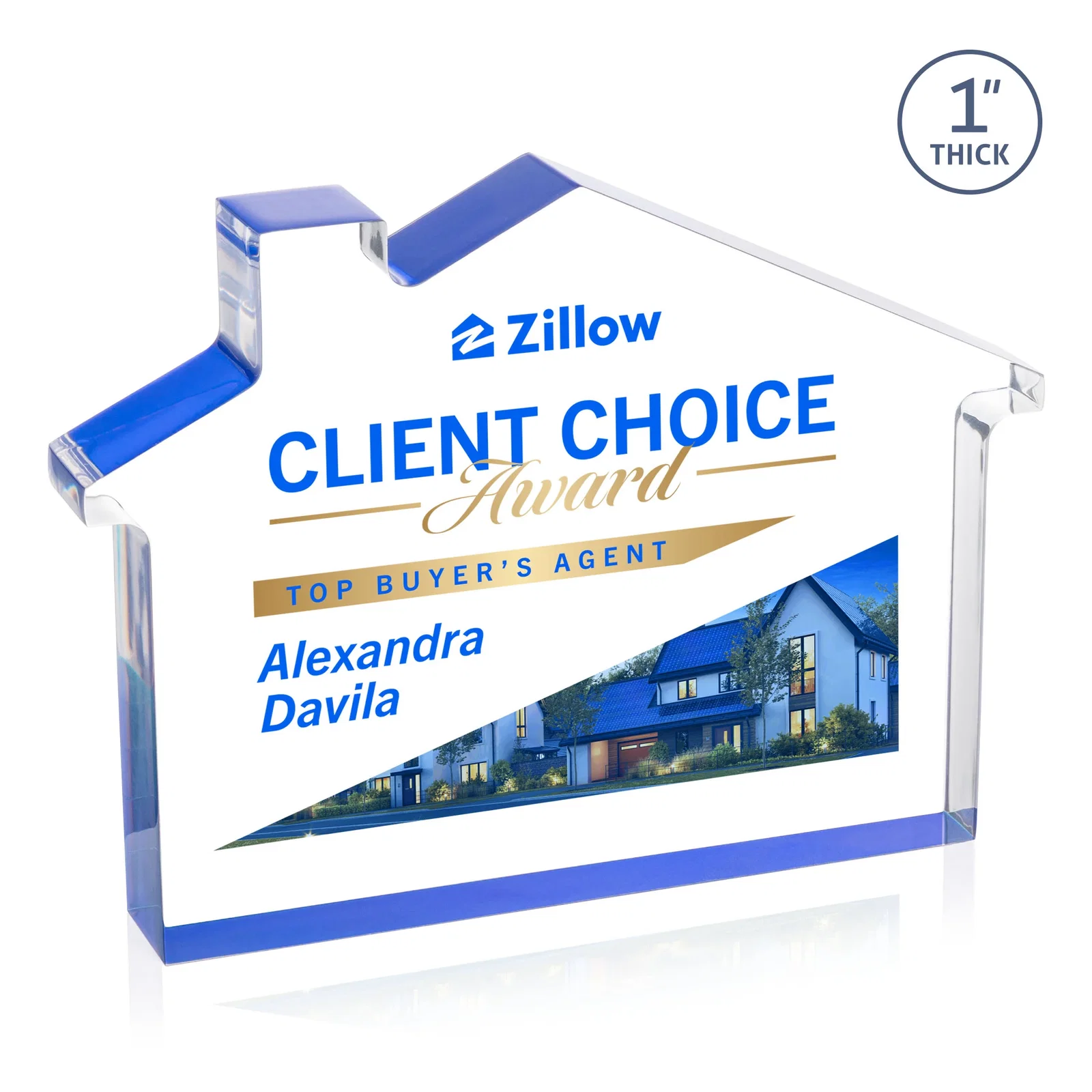 Personalized Acrylic House-Shaped Award With Double-Sided VividPrint for dealer and partner awards