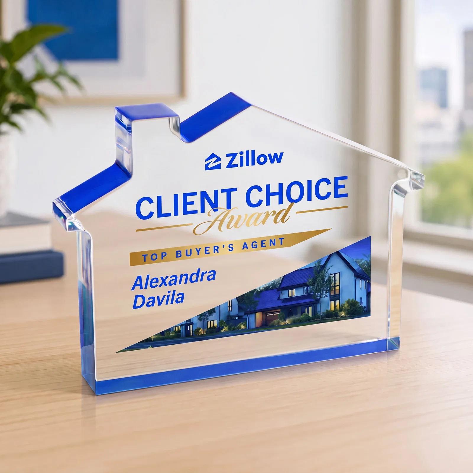 Personalized Acrylic House-Shaped Award With Double-Sided VividPrint for company anniversary events