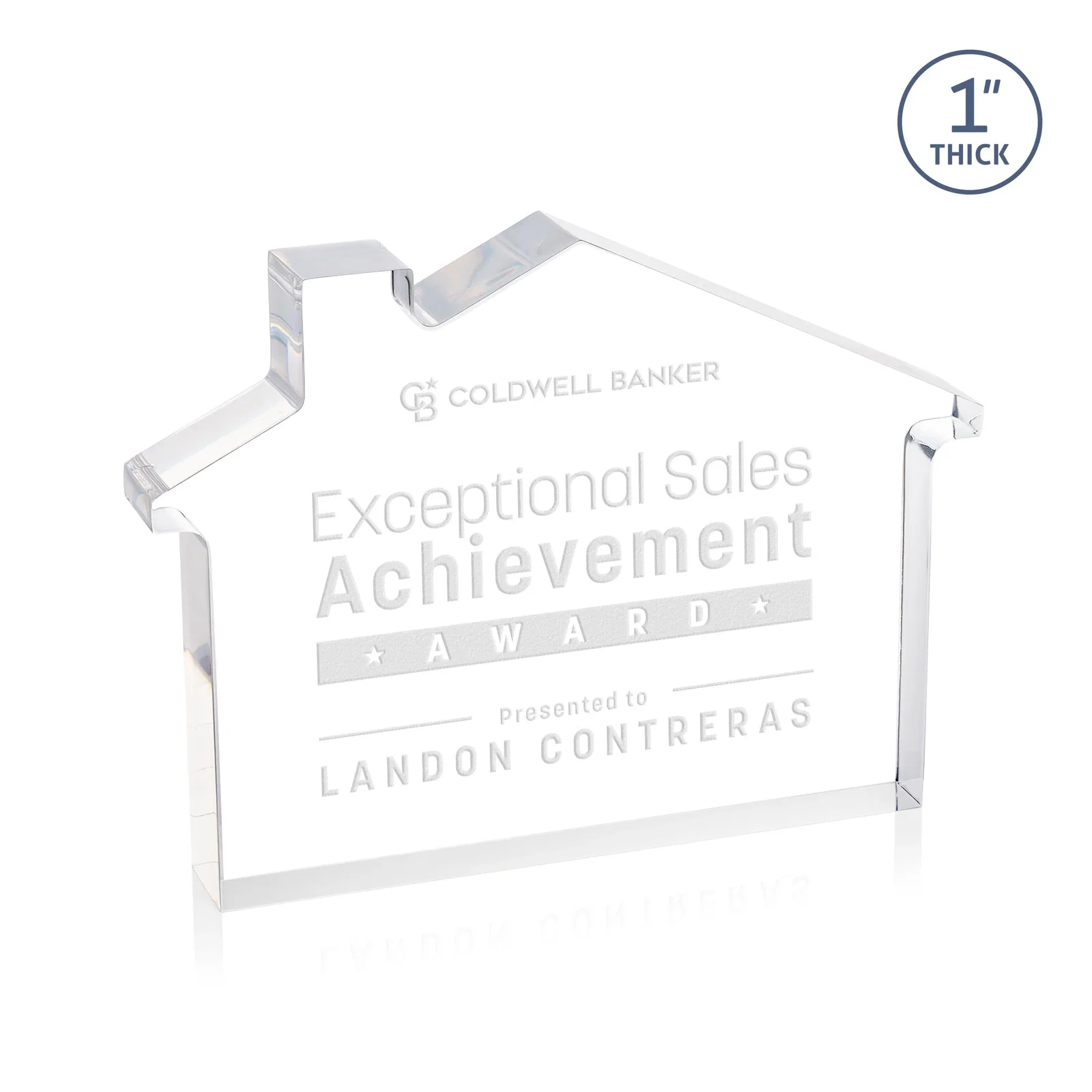 Custom Acrylic House-Shaped Award With Double-Sided VividPrint for service anniversary gifts