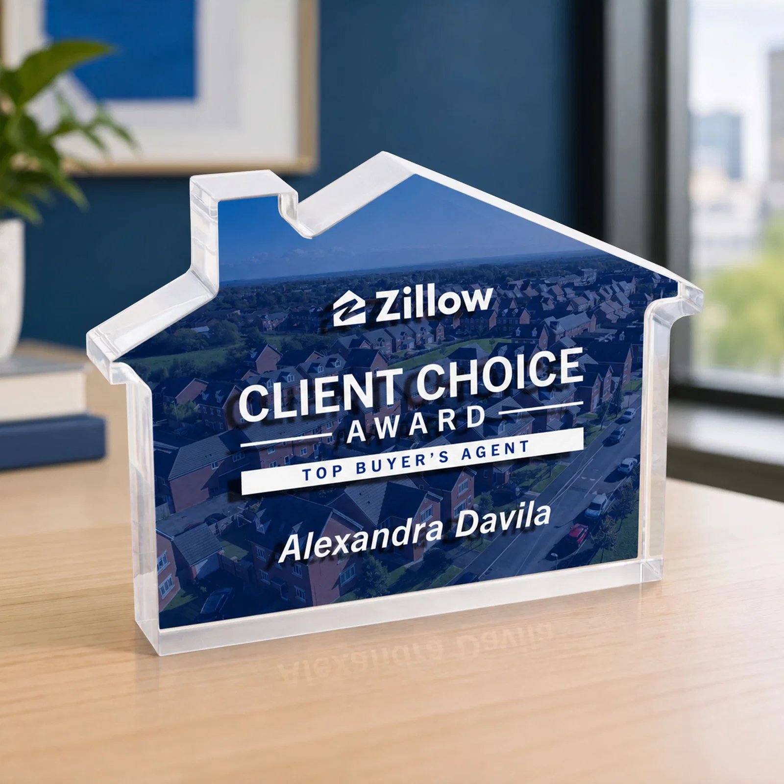 Promotional Acrylic House-Shaped Award With Double-Sided VividPrint for team milestone celebrations