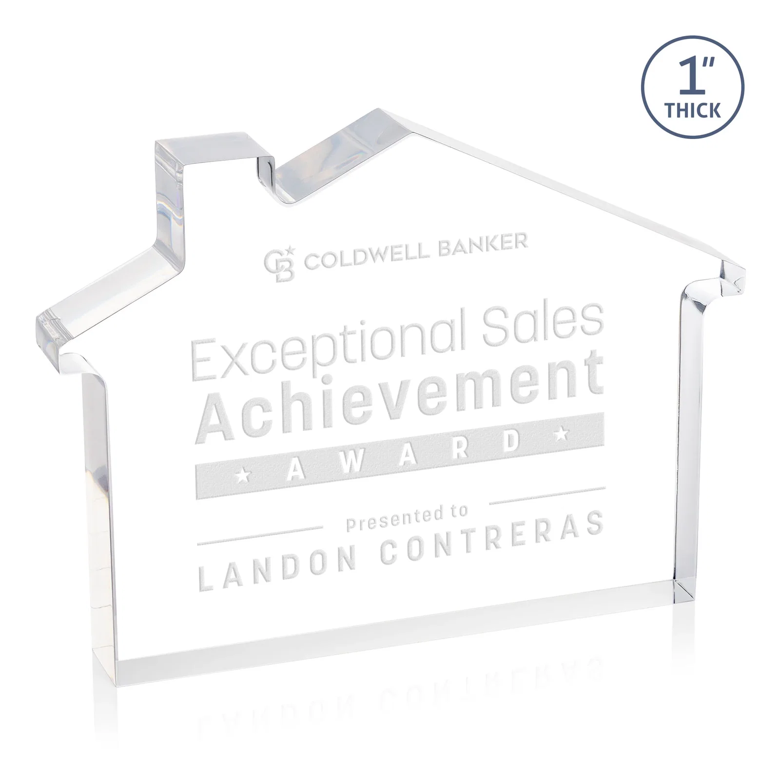 Custom Acrylic House-Shaped Award With Double-Sided VividPrint for retirement presentations