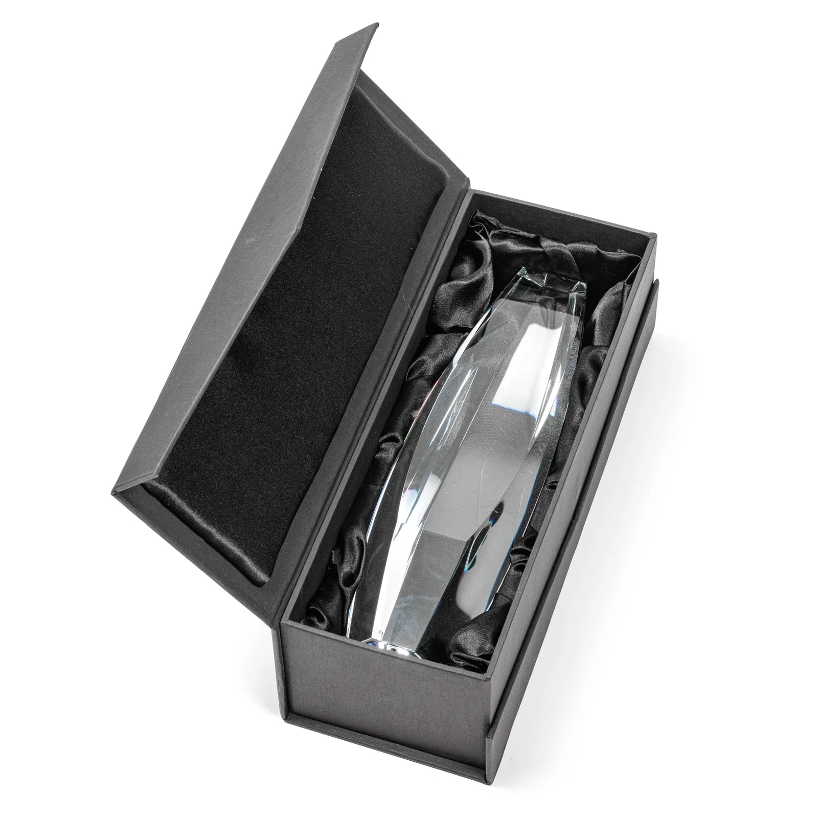 Custom Optical Crystal Tower Award With Sheared-Face Base, awards for retirement presentations