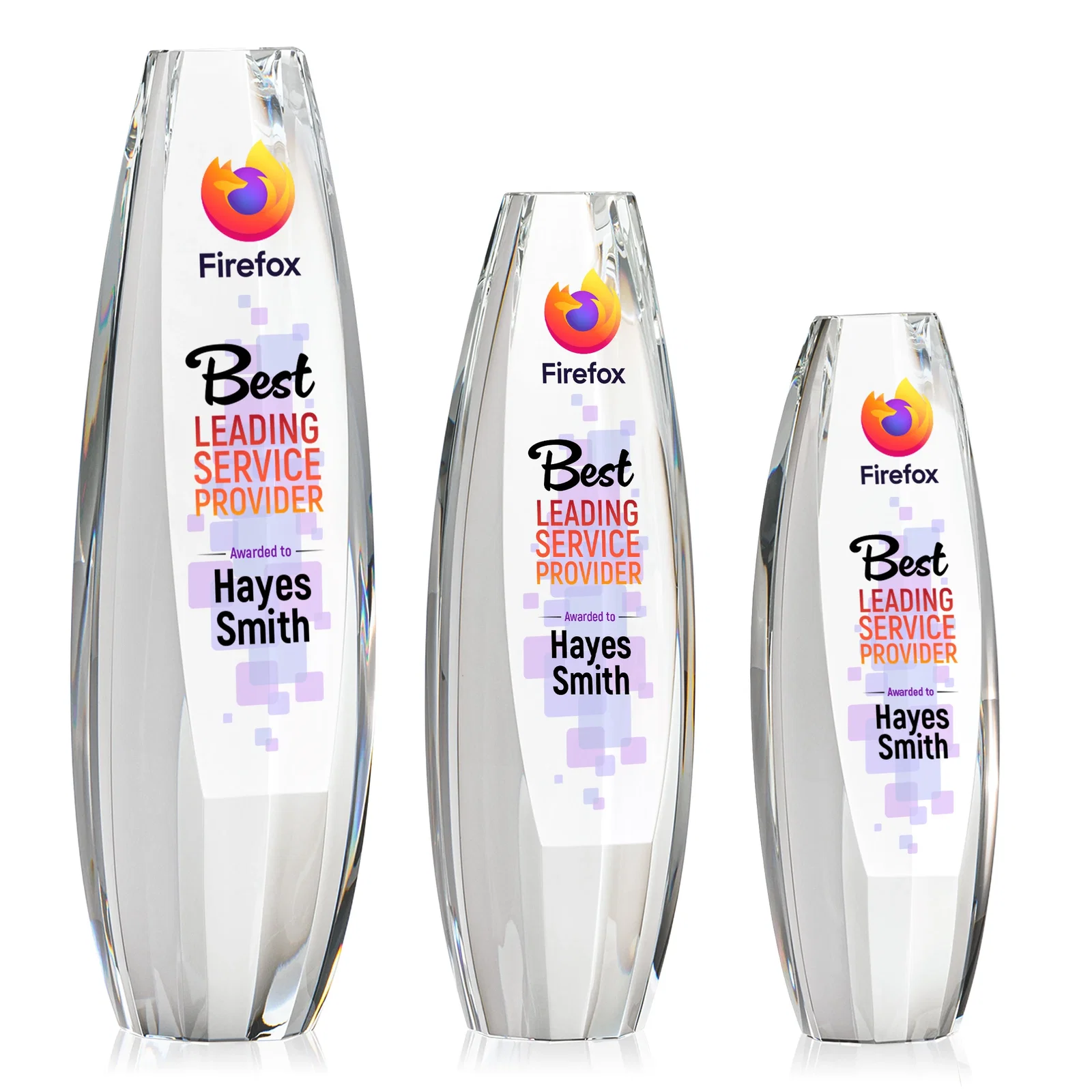 Custom Optical Crystal Tower Award With Sheared-Face Base, awards for team milestone celebrations