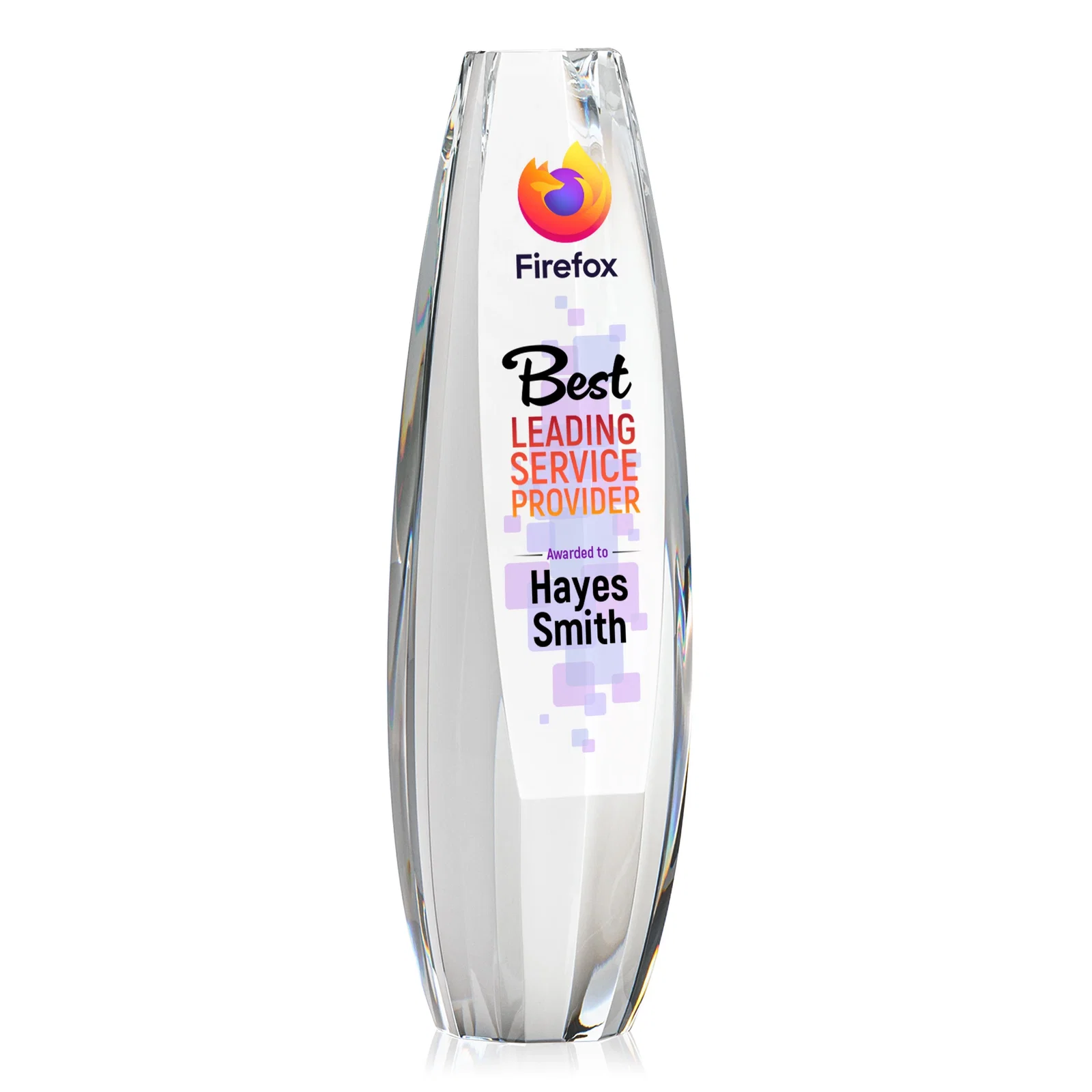 Custom Optical Crystal Tower Award With Sheared-Face Base, awards for safety achievement programs