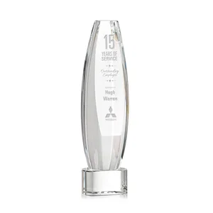 Optical Crystal Tower Award With a Large Sheared Engraving Face