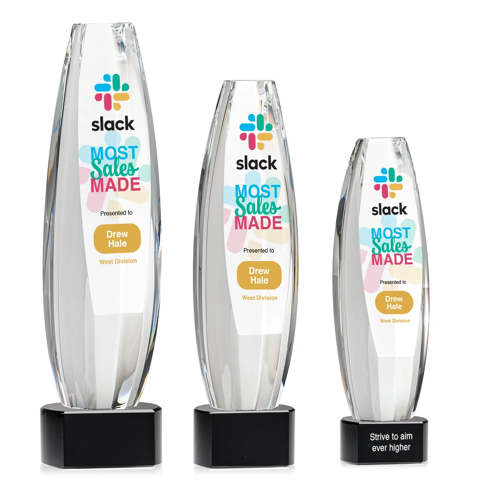 Promotional Optical Crystal Tower Award With a Large Sheared Engraving Face, awards for corporate award ceremonies