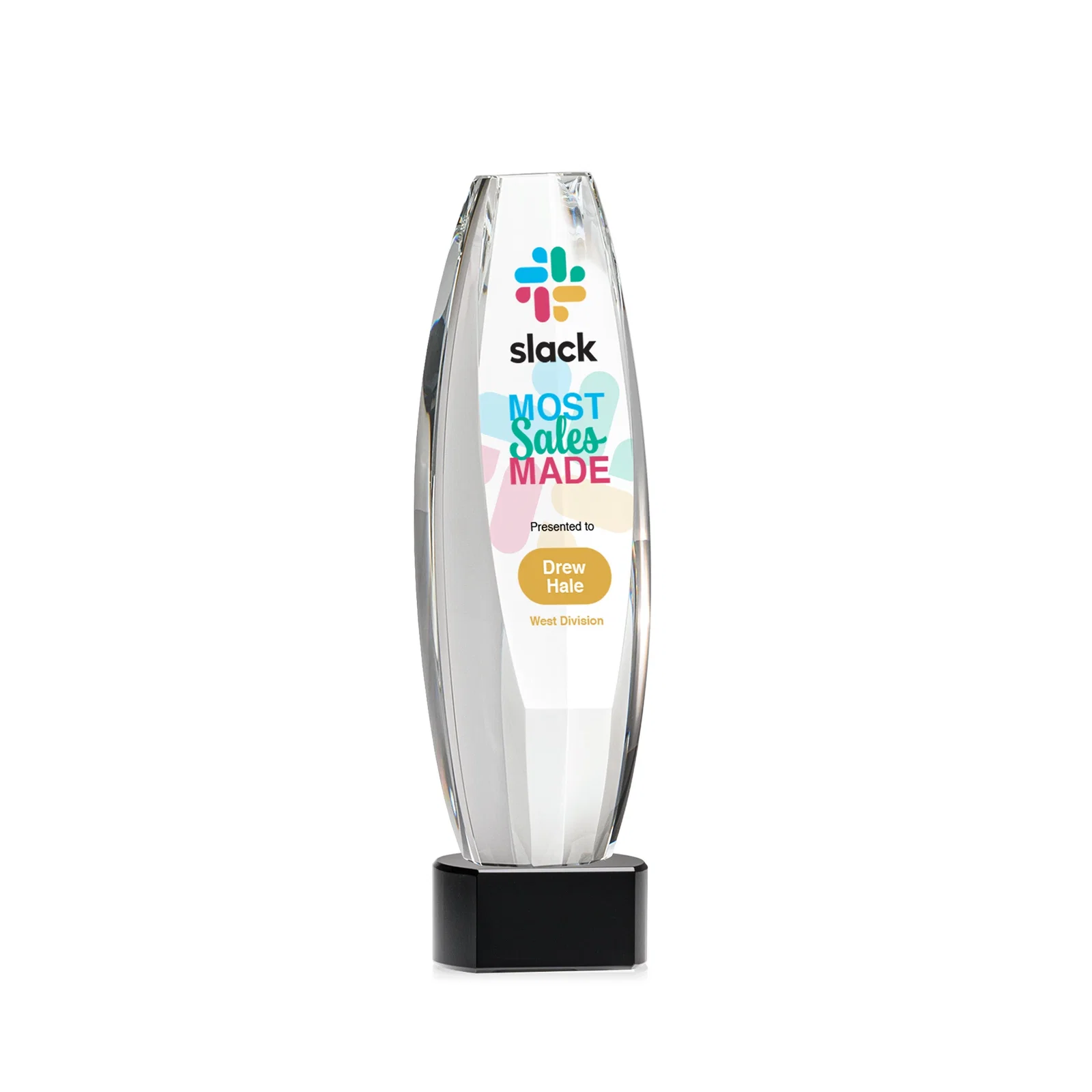 Promotional Optical Crystal Tower Award With a Large Sheared Engraving Face, awards for service anniversary gifts