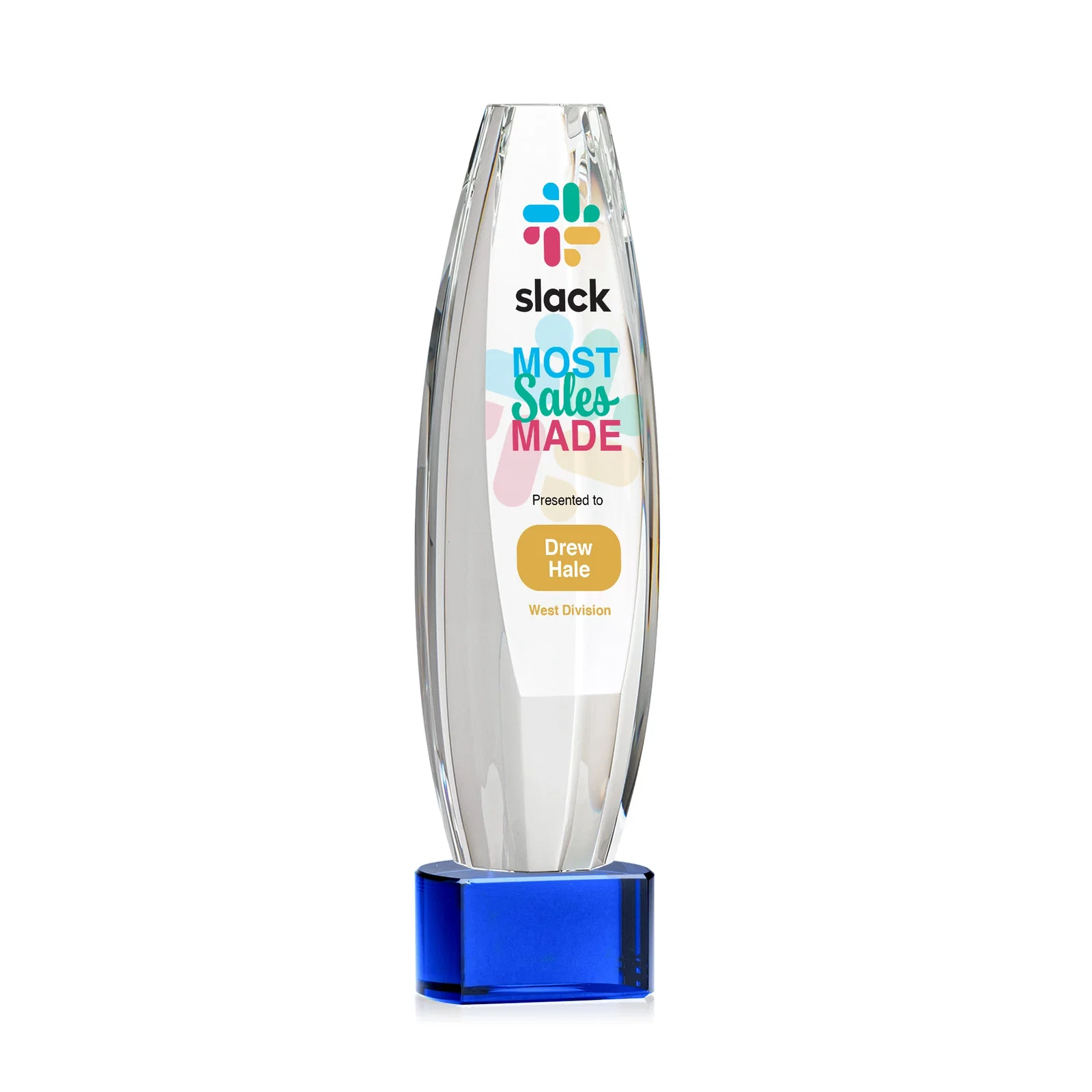 Promotional Optical Crystal Tower Award With a Large Sheared Engraving Face, awards for graduation ceremonies
