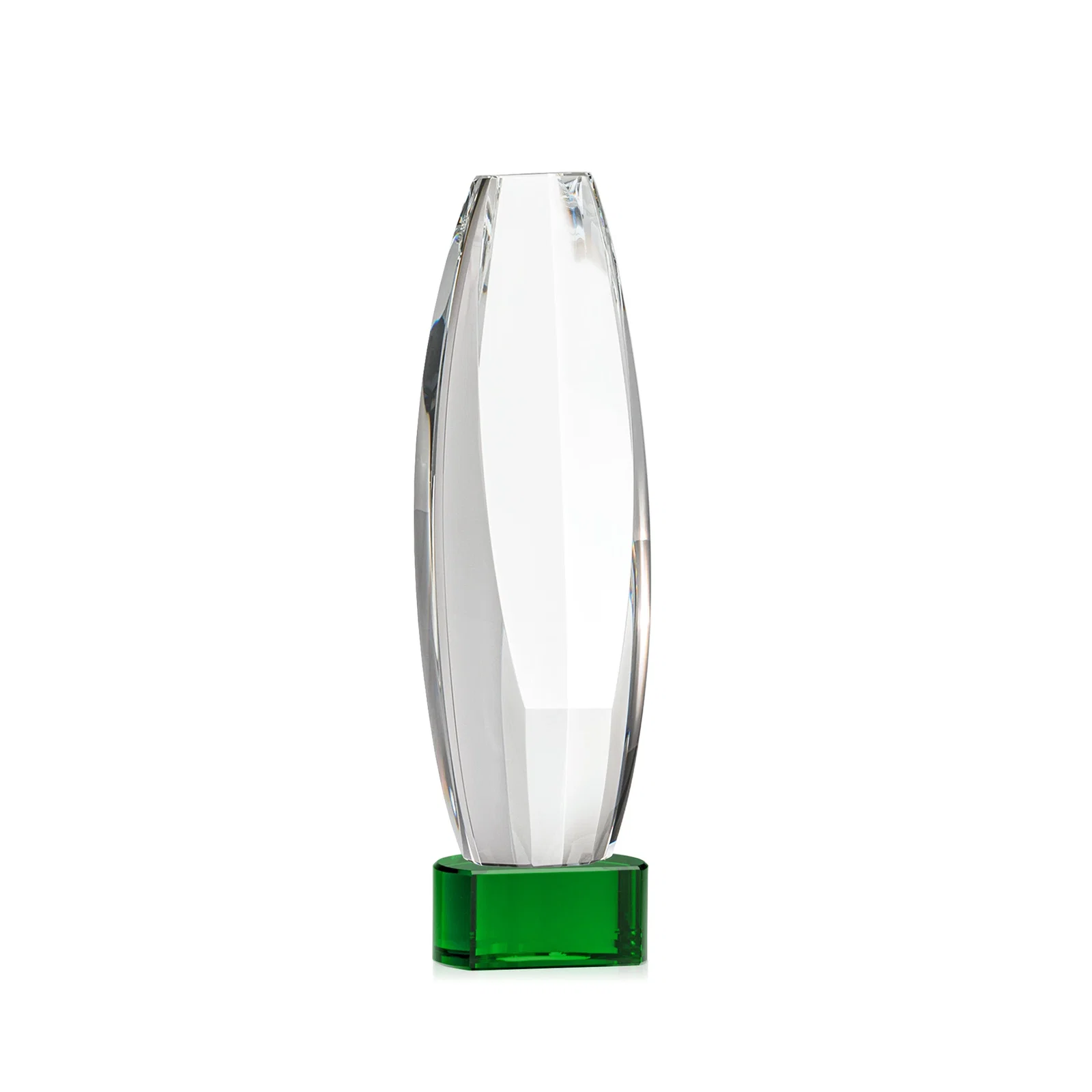 Branded Optical Crystal Tower Award With a Large Sheared Engraving Face, awards for employee recognition