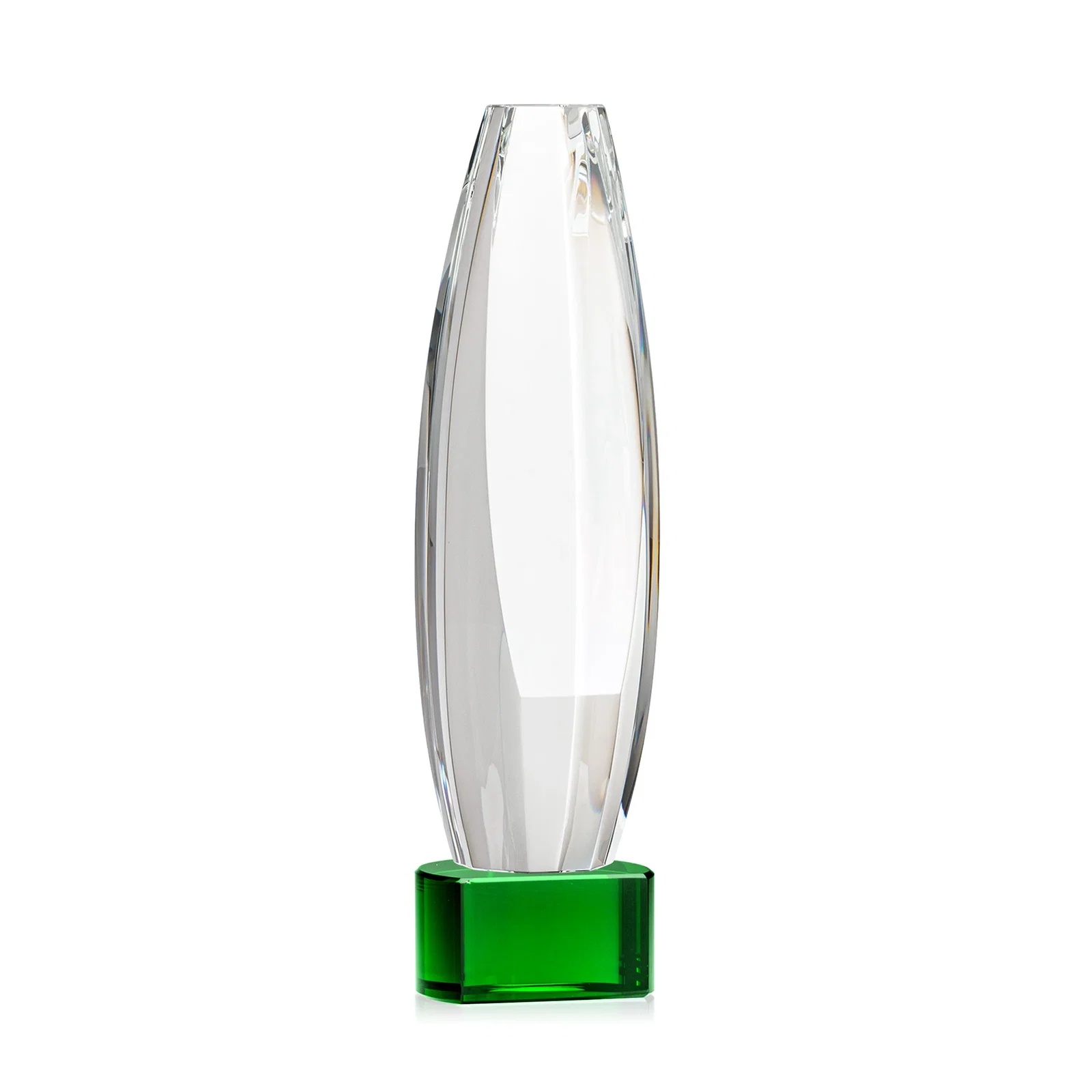 Branded Optical Crystal Tower Award With a Large Sheared Engraving Face, awards for corporate award ceremonies