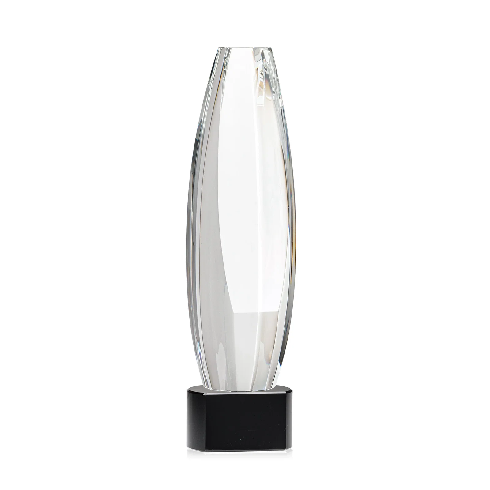 Branded Optical Crystal Tower Award With a Large Sheared Engraving Face, awards for retirement presentations