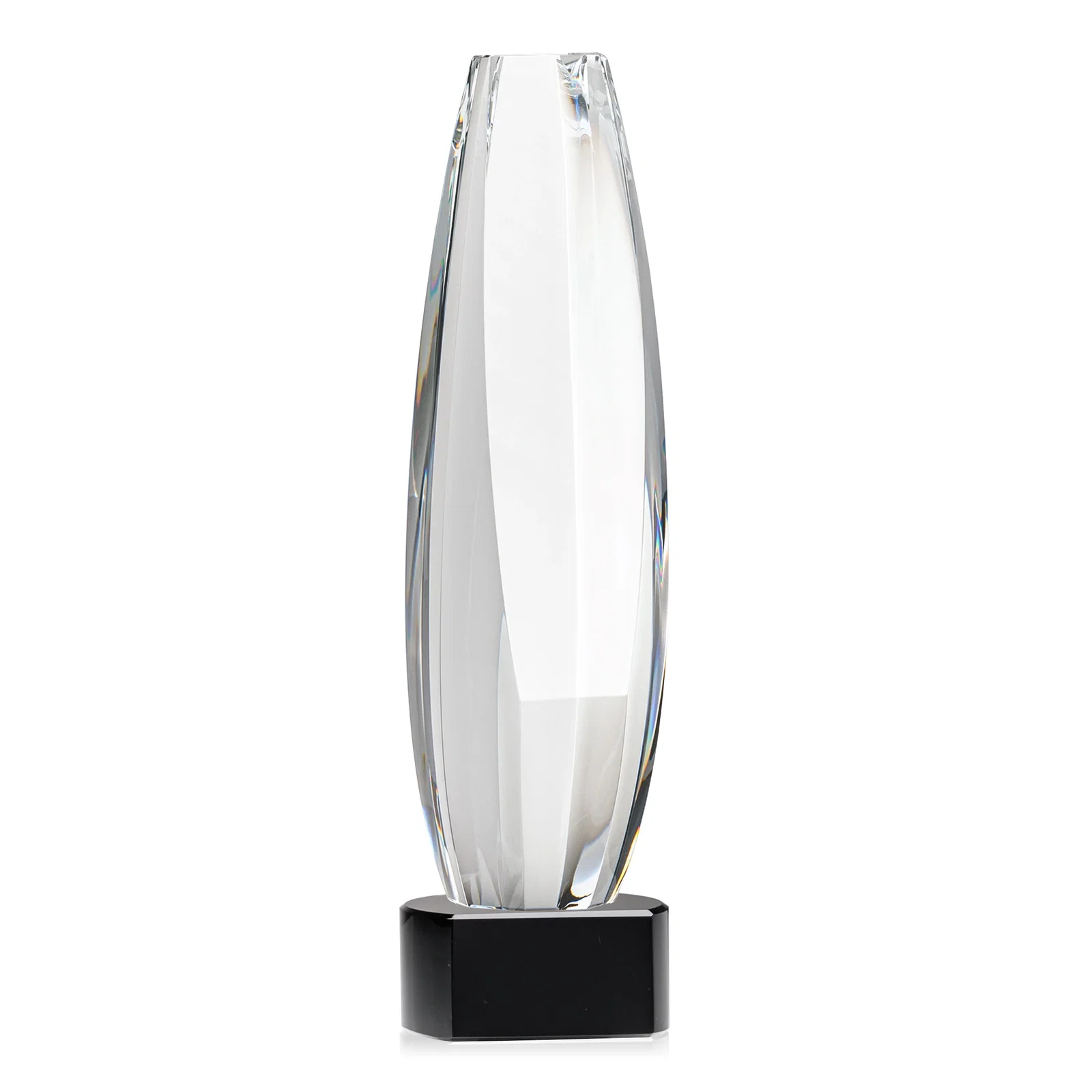 Branded Optical Crystal Tower Award With a Large Sheared Engraving Face, awards for team milestone celebrations