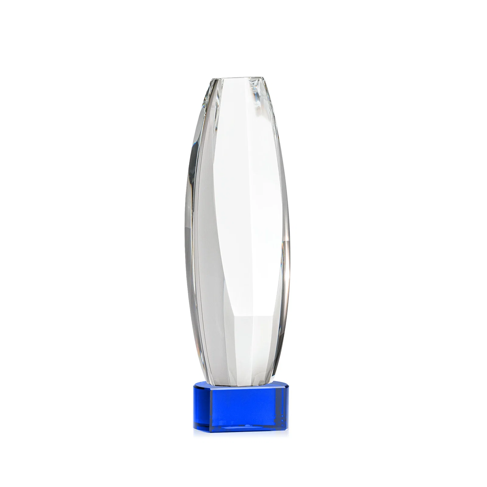 Branded Optical Crystal Tower Award With a Large Sheared Engraving Face, awards for donor appreciation