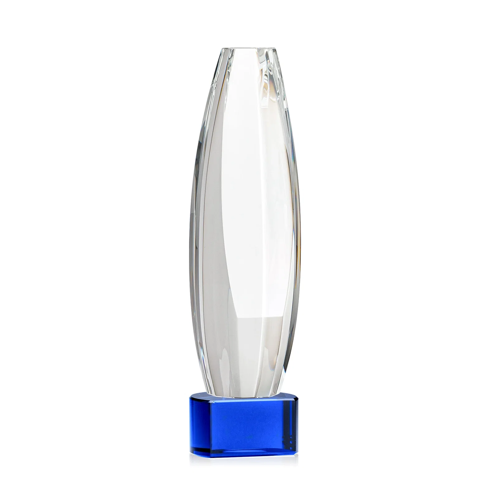 Branded Optical Crystal Tower Award With a Large Sheared Engraving Face, awards for graduation ceremonies