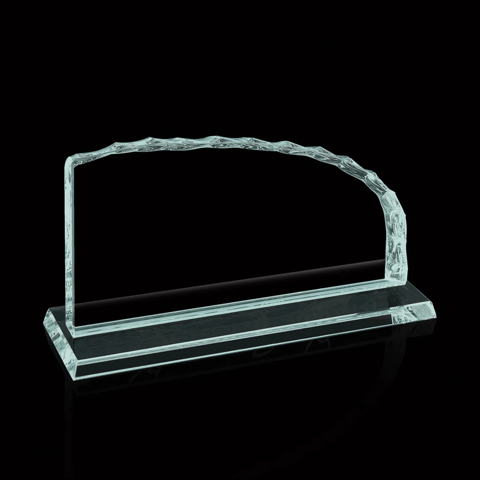 Custom Jade Glass Iceberg Award With A Straight Left Edge, Curved Top for retirement presentations