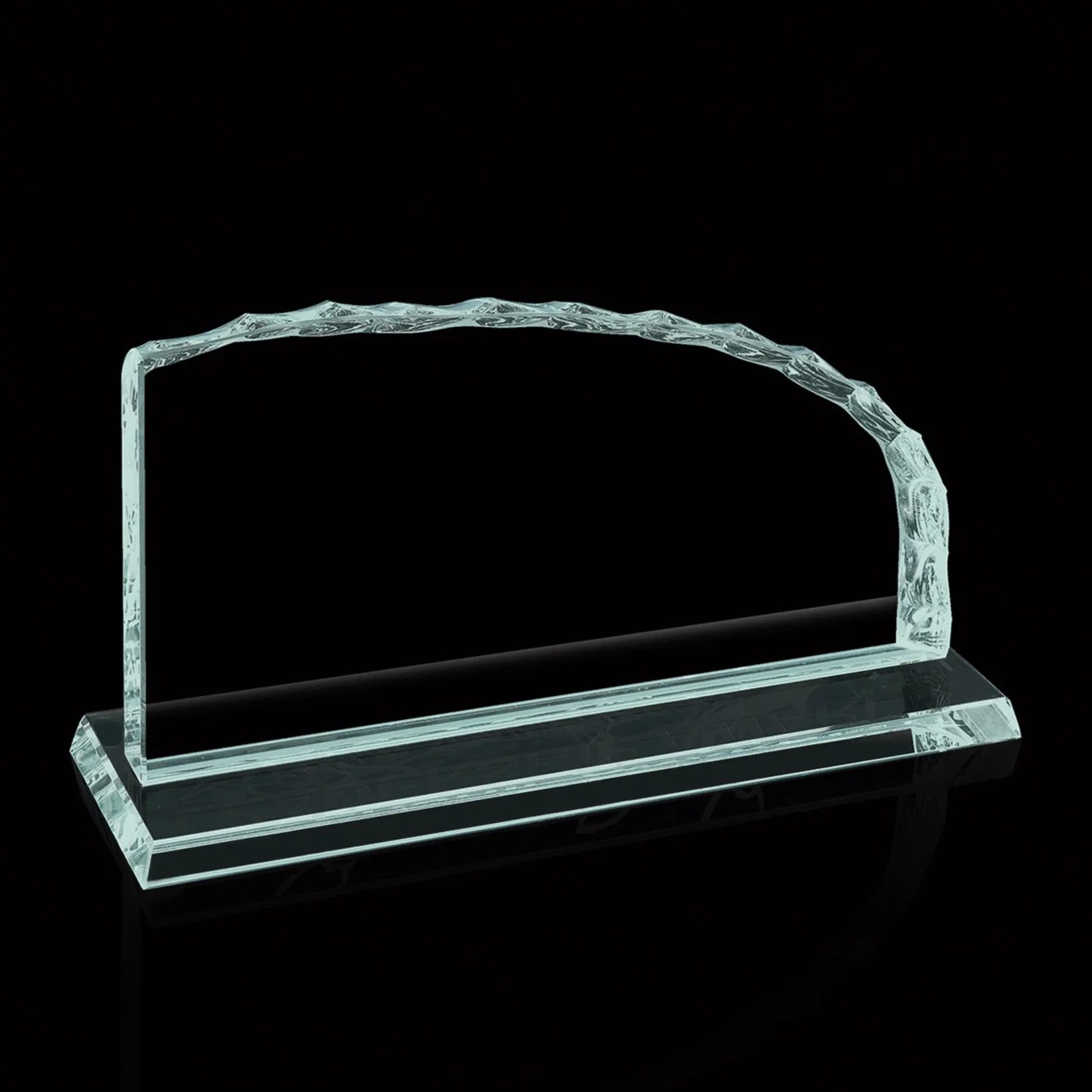 Custom Jade Glass Iceberg Award With A Straight Left Edge, Curved Top for donor appreciation