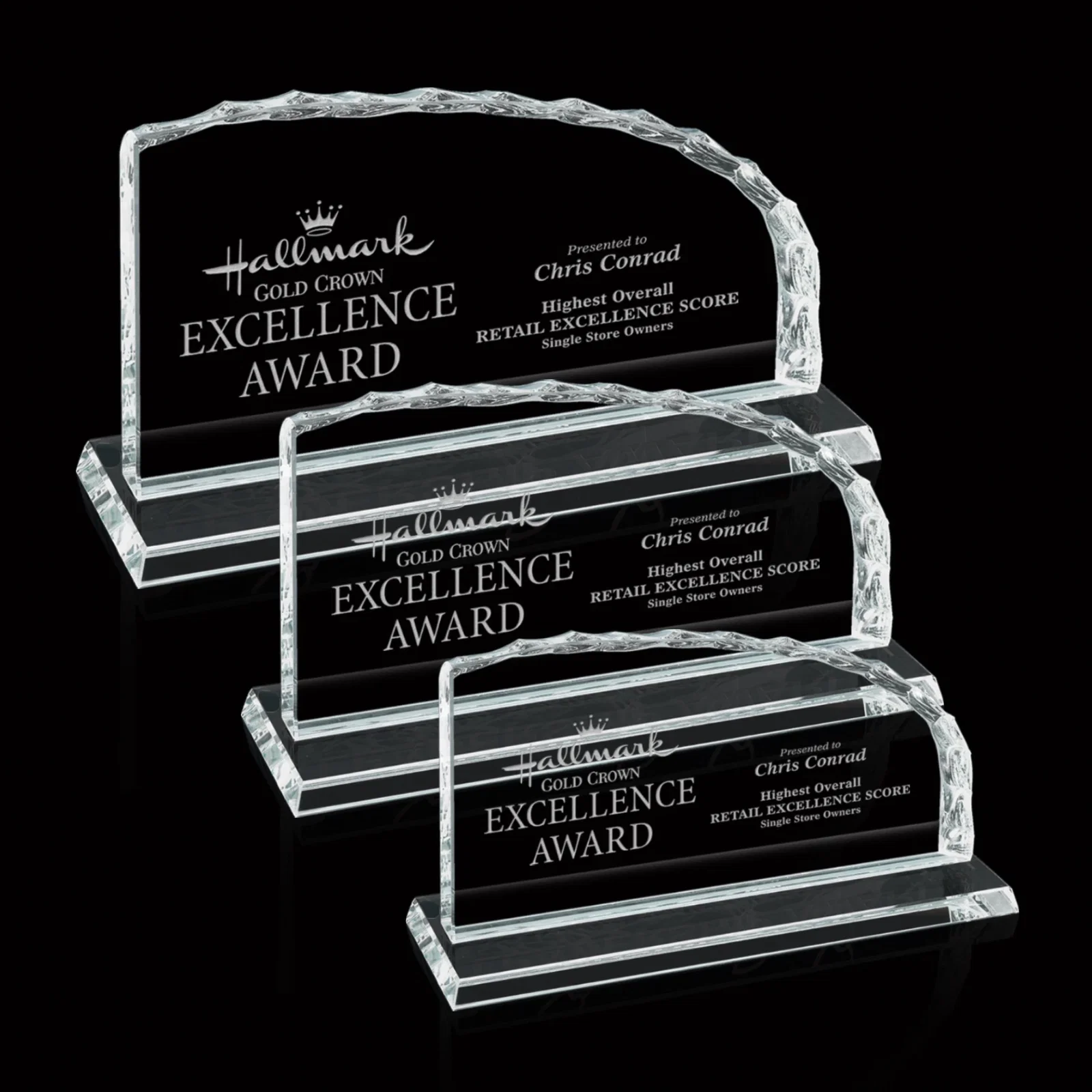 Custom Starfire Crystal Iceberg Award With a Straight-Cut Edge, awards for employee recognition