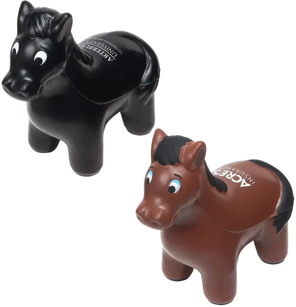 Horse Stress Reliever custom promotional squeeze toy, front view of branded horse toy
