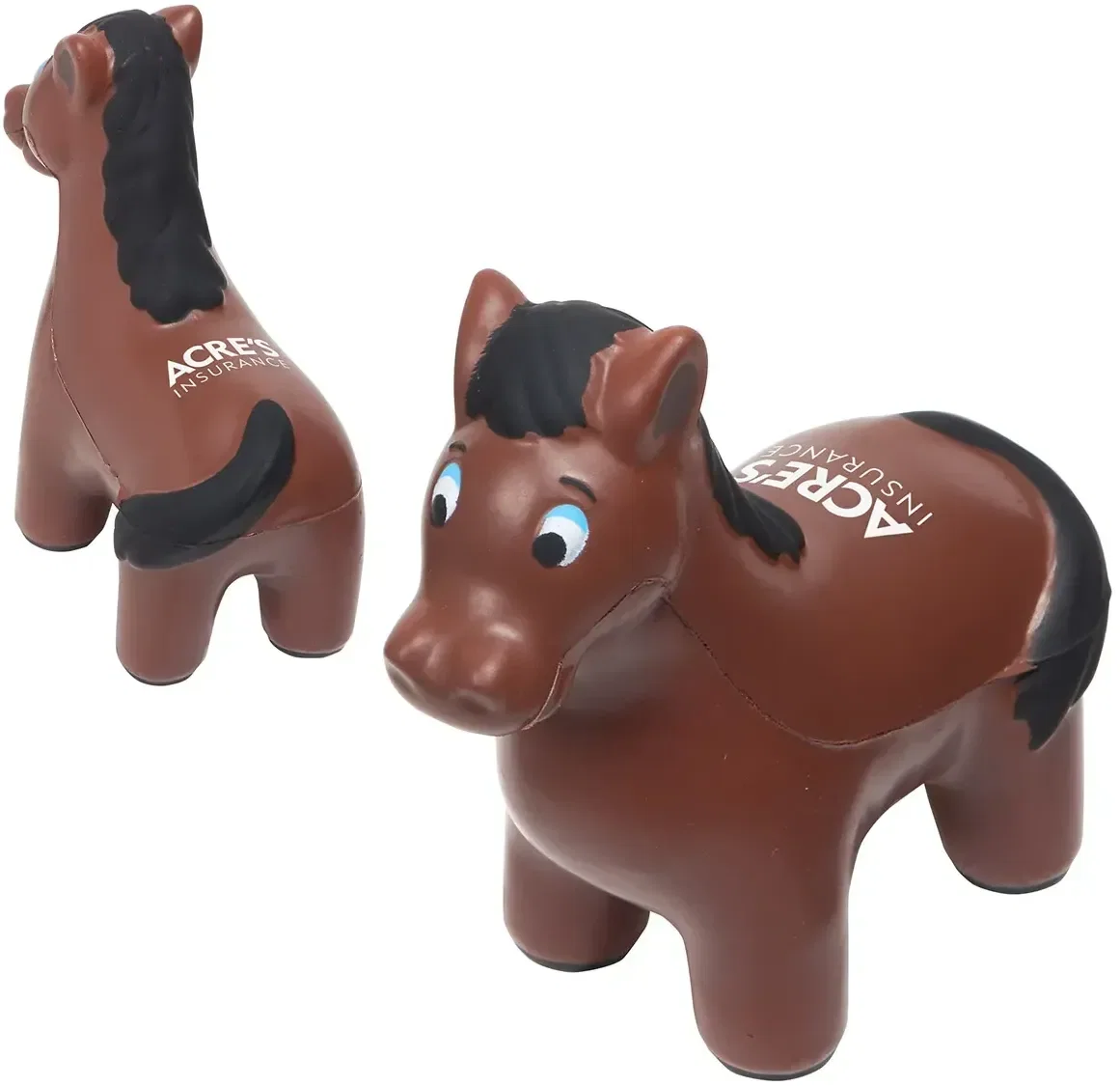 Horse Stress Reliever promotional squeeze toy, side profile of the branded horse shape