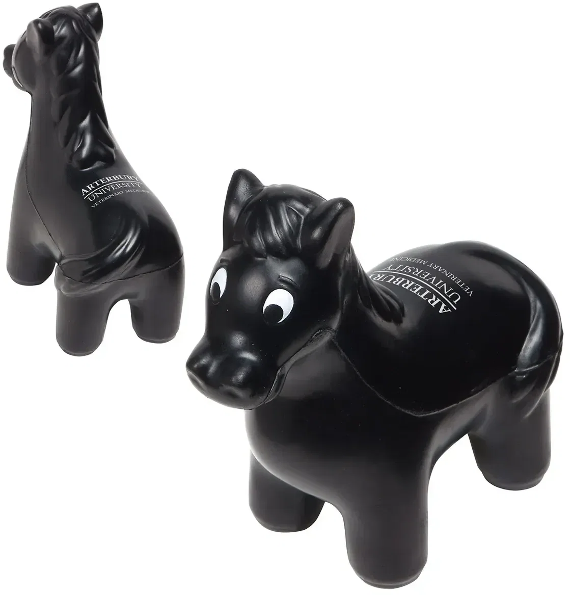 custom Horse Stress Reliever squeeze toy, close-up of logo imprint area on the horse