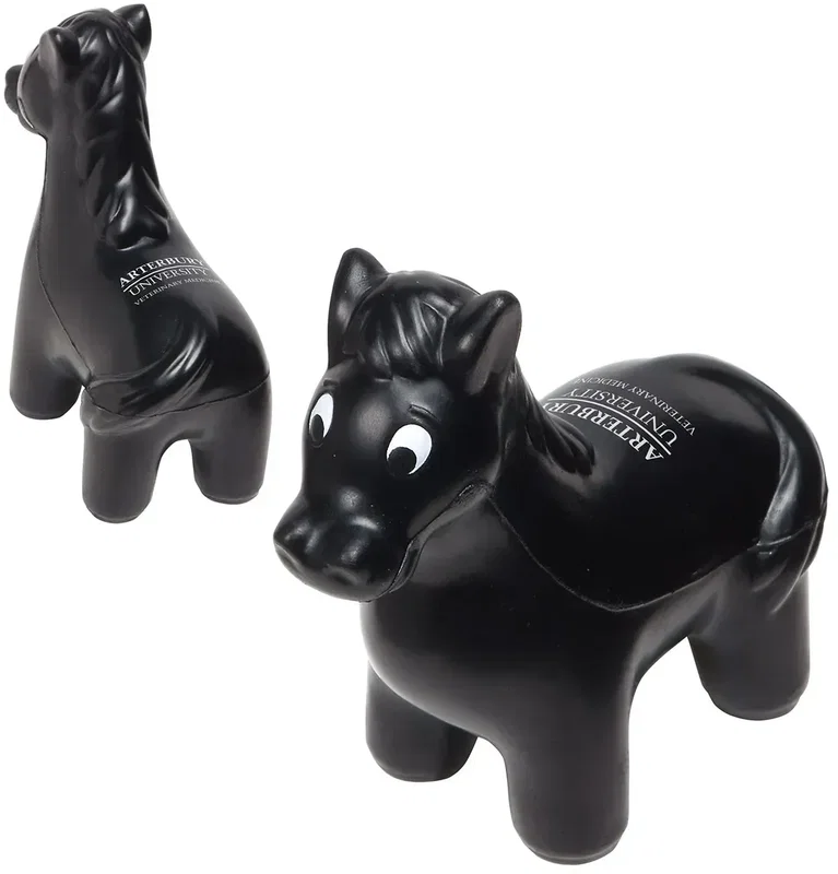 custom Horse Stress Reliever squeeze toy, close-up of logo imprint area on the horse