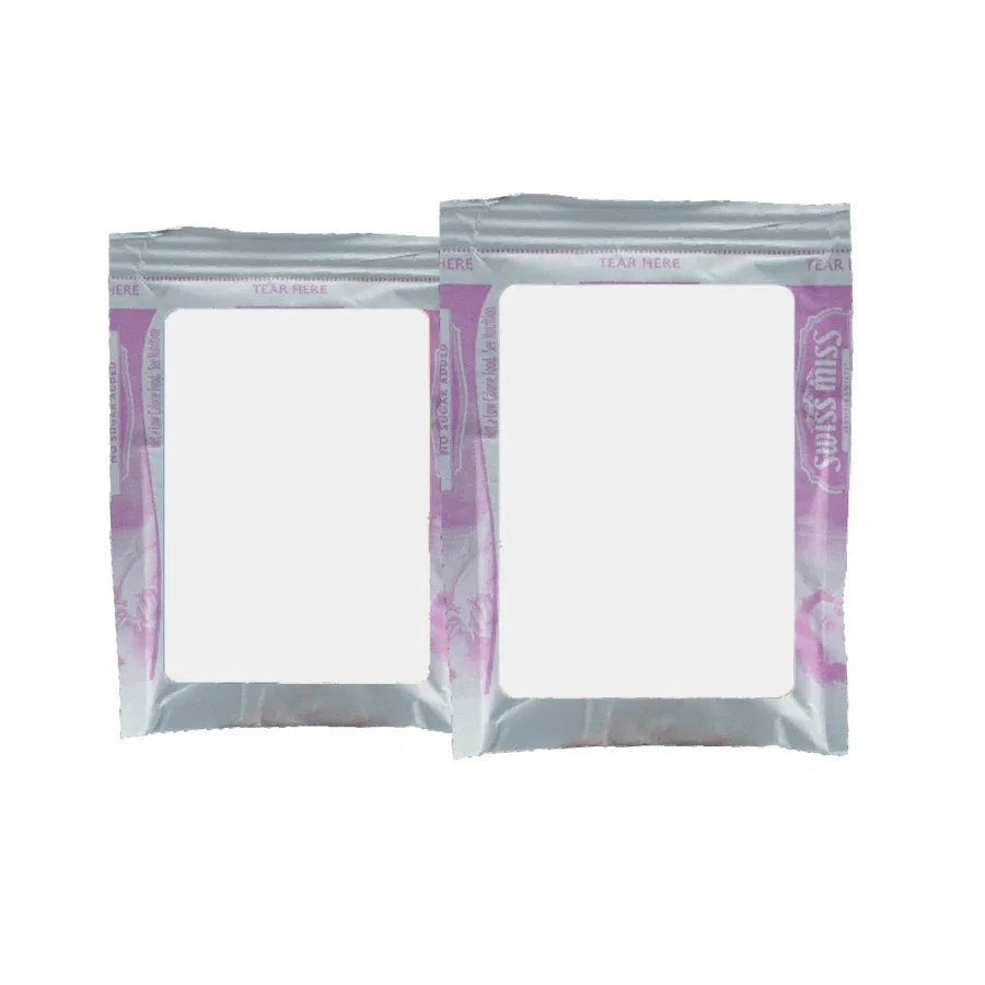 Back side of the slim single serving drink packet