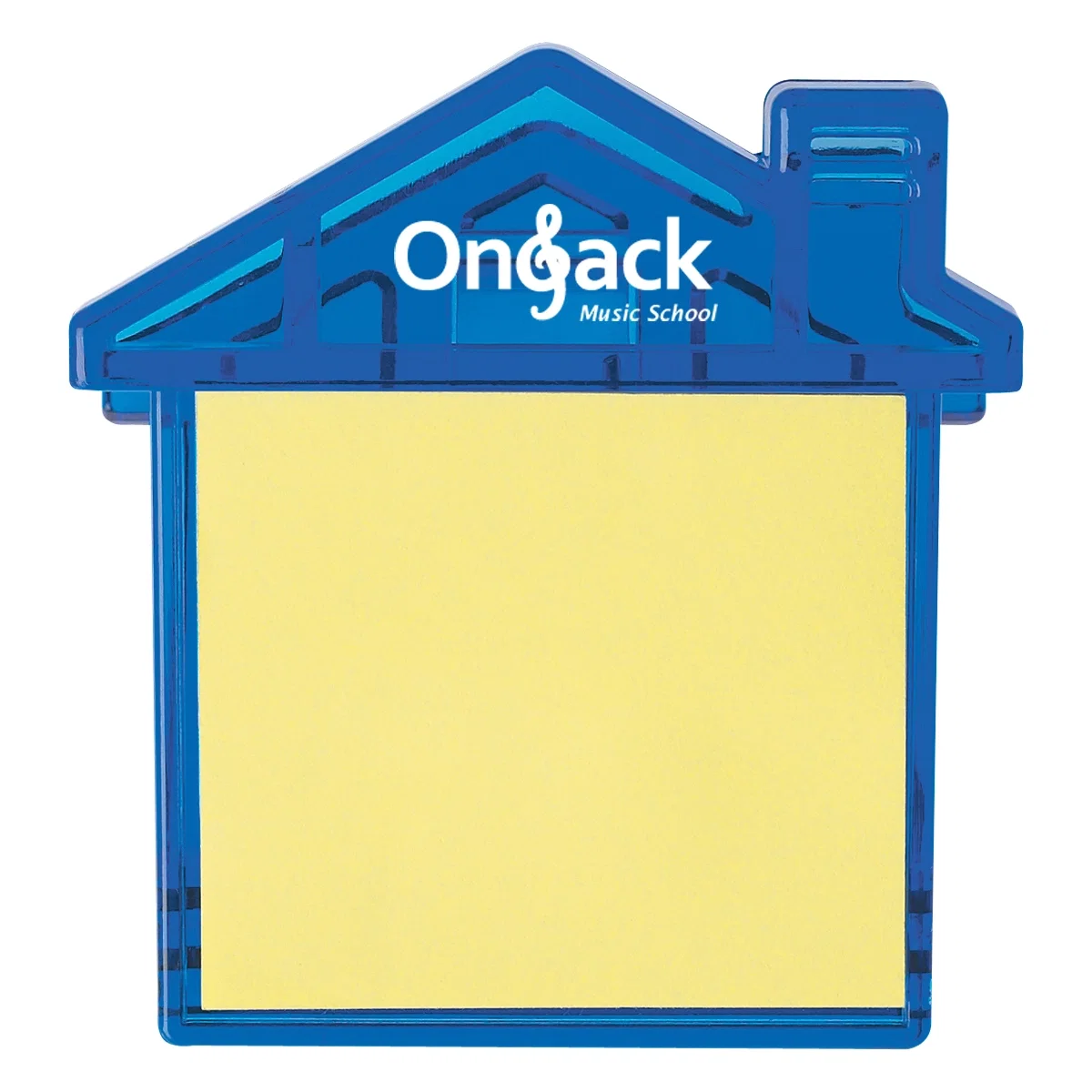 House shaped clip holding a pad of sticky notes