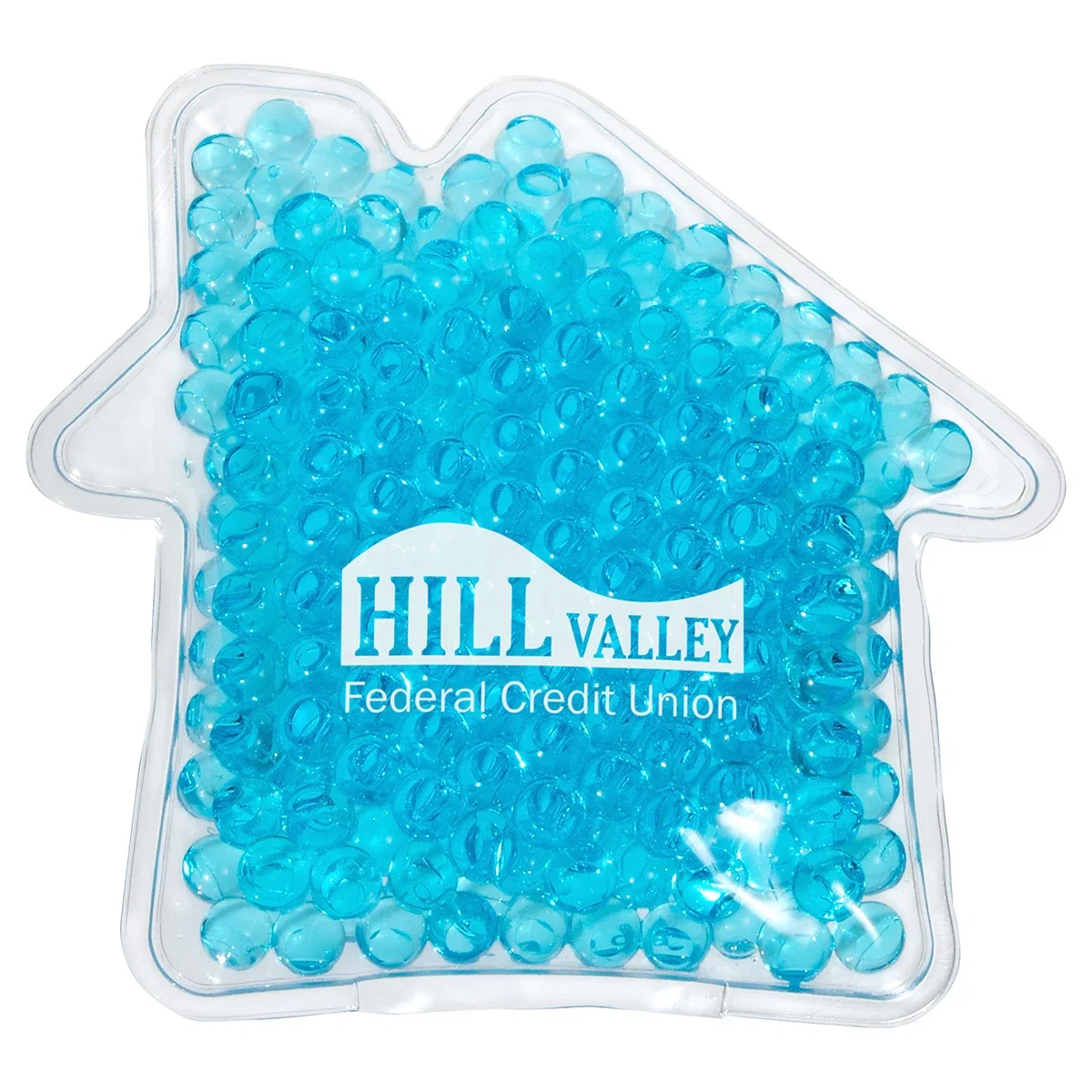 House-shaped hot/cold gel pack, 4 x 4 inches, reusable design