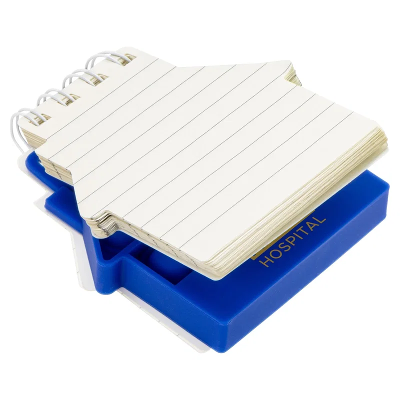 Close-up of the custom Spiral Notebook Push Pop's logo imprint area, style 2