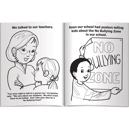 How to Deal with Bullying coloring book and crayons kitted together in clear poly bag packaging