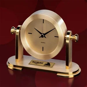Gold Finish Suspended Pivoting Quartz Clock