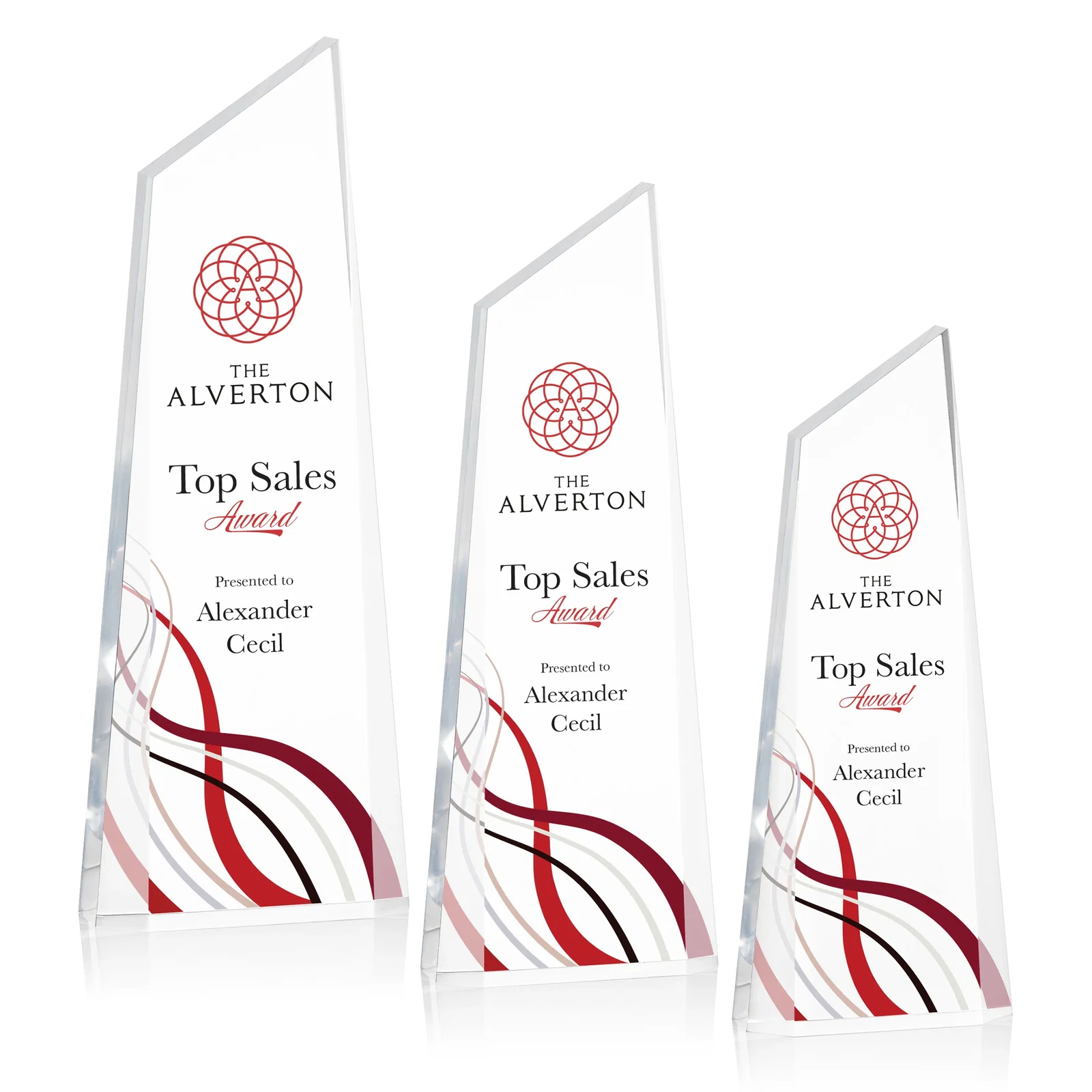 Personalized Right-Facing Acrylic Peak Award with Beveled Sides for employee recognition
