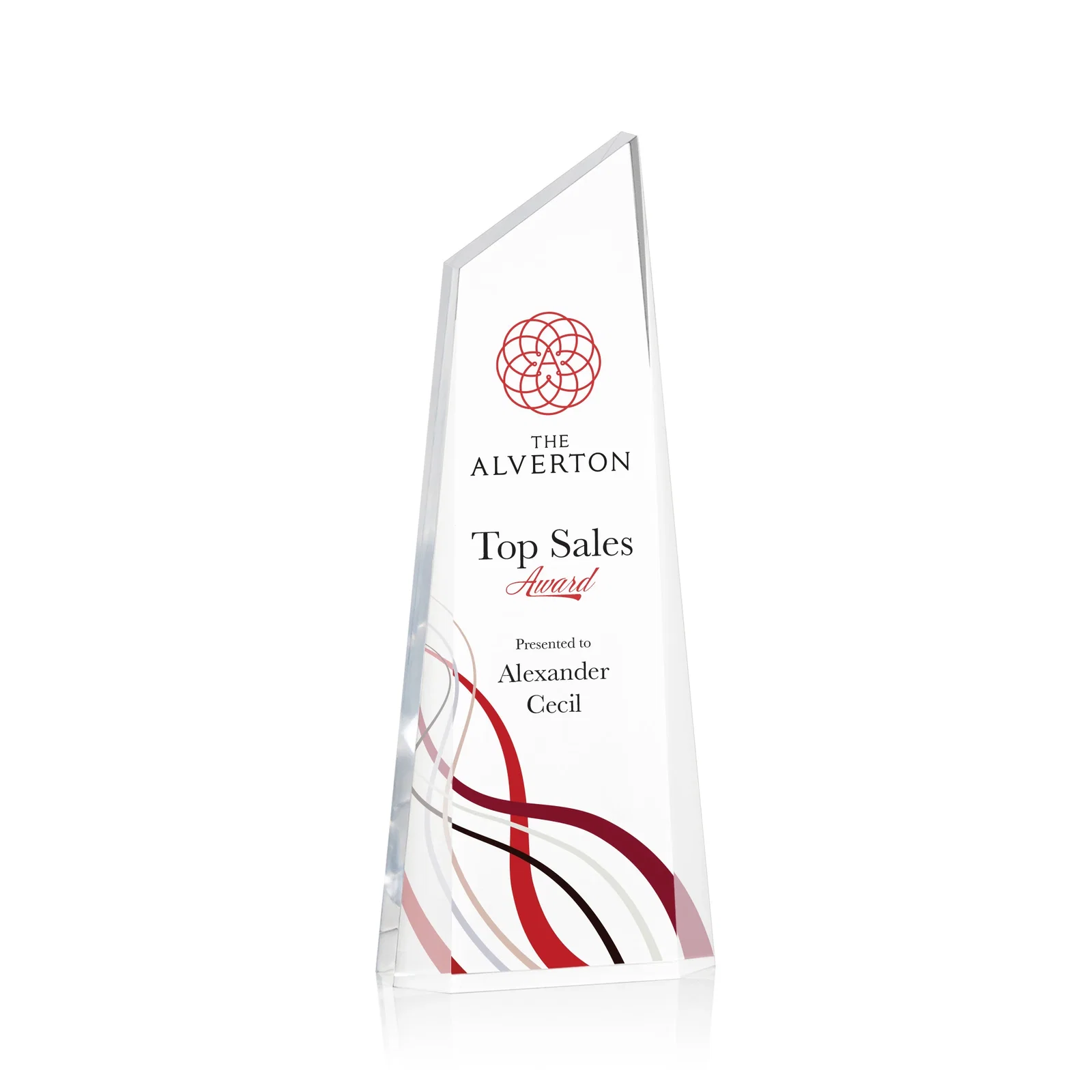Personalized Right-Facing Acrylic Peak Award with Beveled Sides for corporate award ceremonies