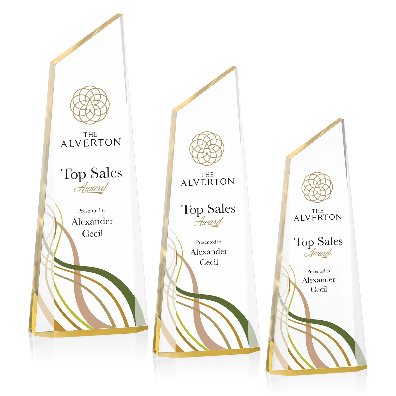 Personalized Right-Facing Acrylic Peak Award with Beveled Sides for retirement presentations