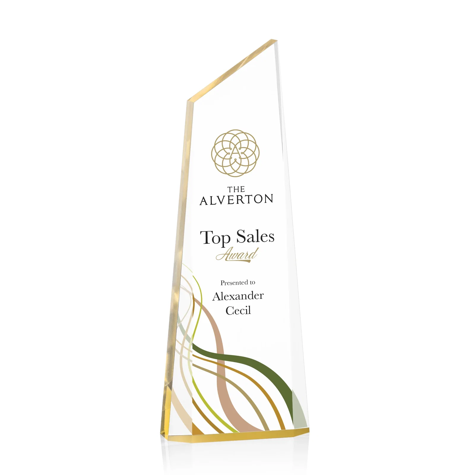 Personalized Right-Facing Acrylic Peak Award with Beveled Sides for donor appreciation