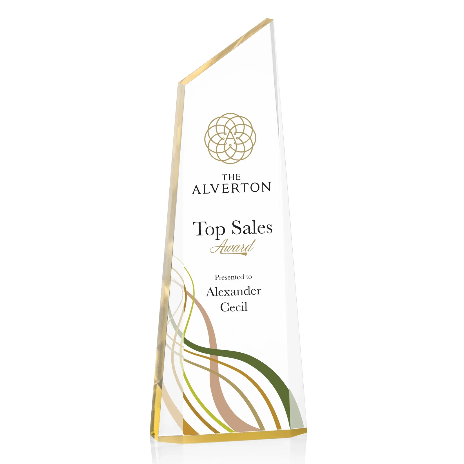 Personalized Right-Facing Acrylic Peak Award with Beveled Sides for graduation ceremonies