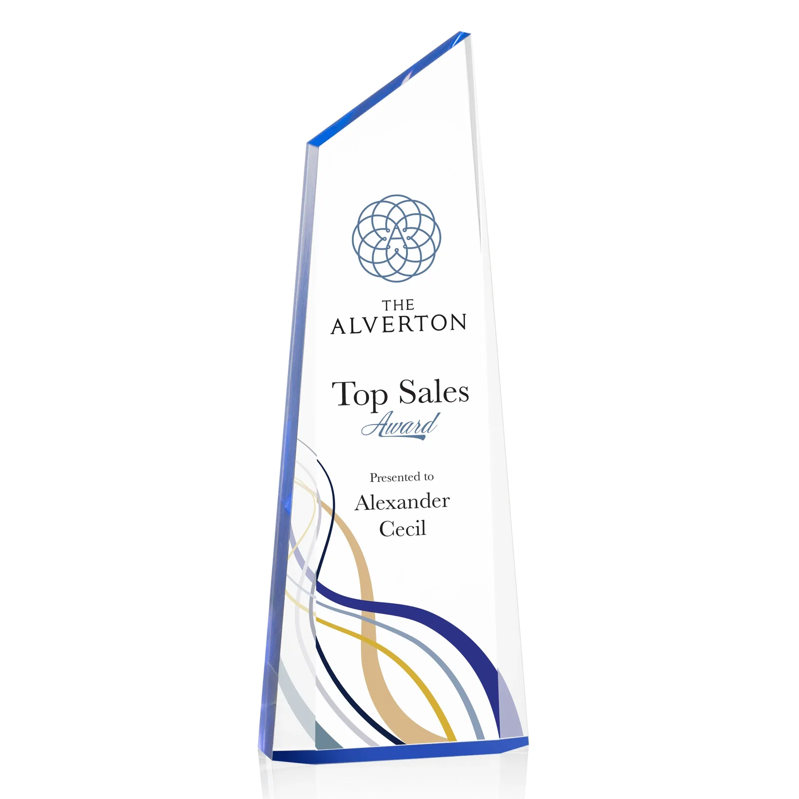Promotional Right-Facing Acrylic Peak Award with Beveled Sides for employee recognition