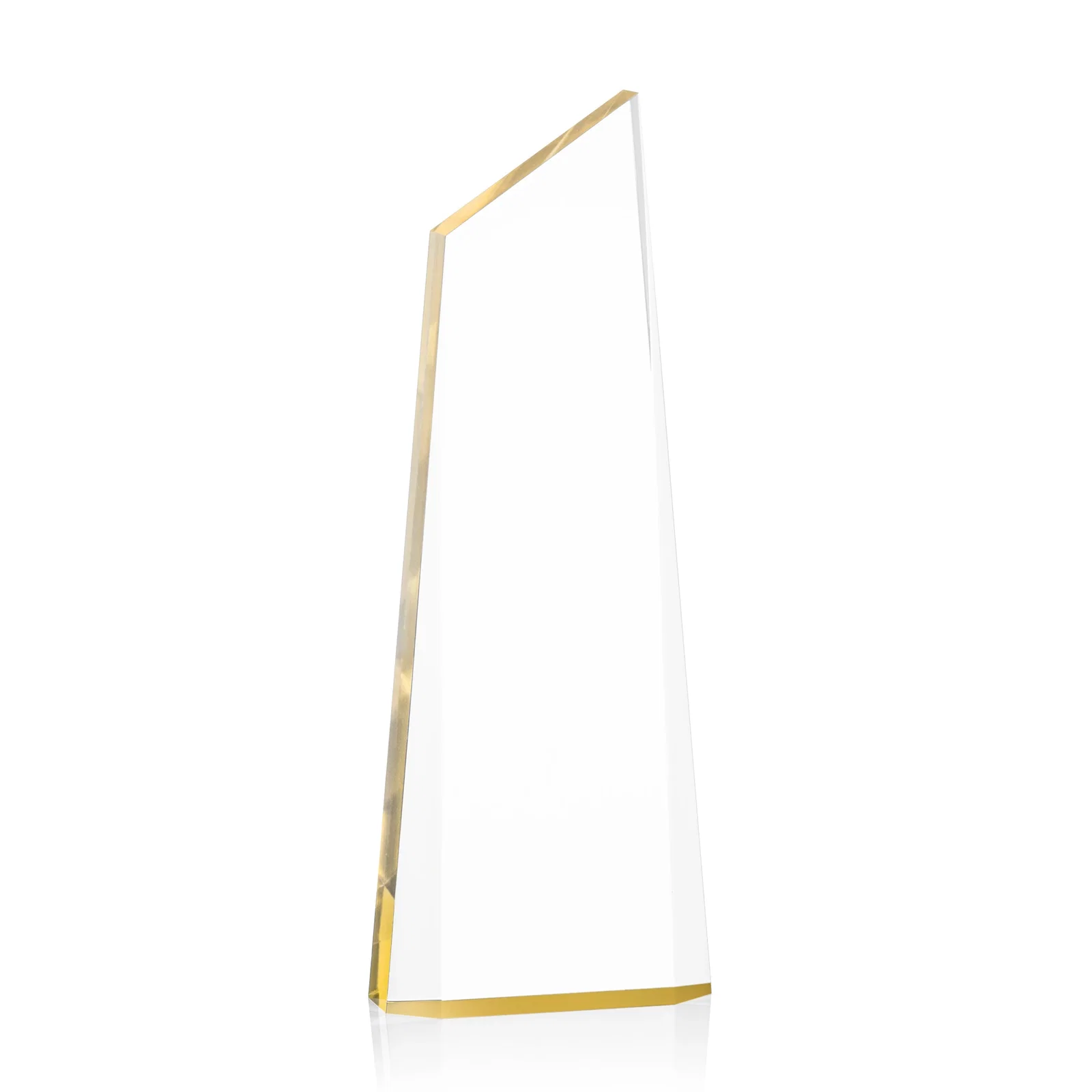 Promotional Right-Facing Acrylic Peak Award with Beveled Sides for team milestone celebrations